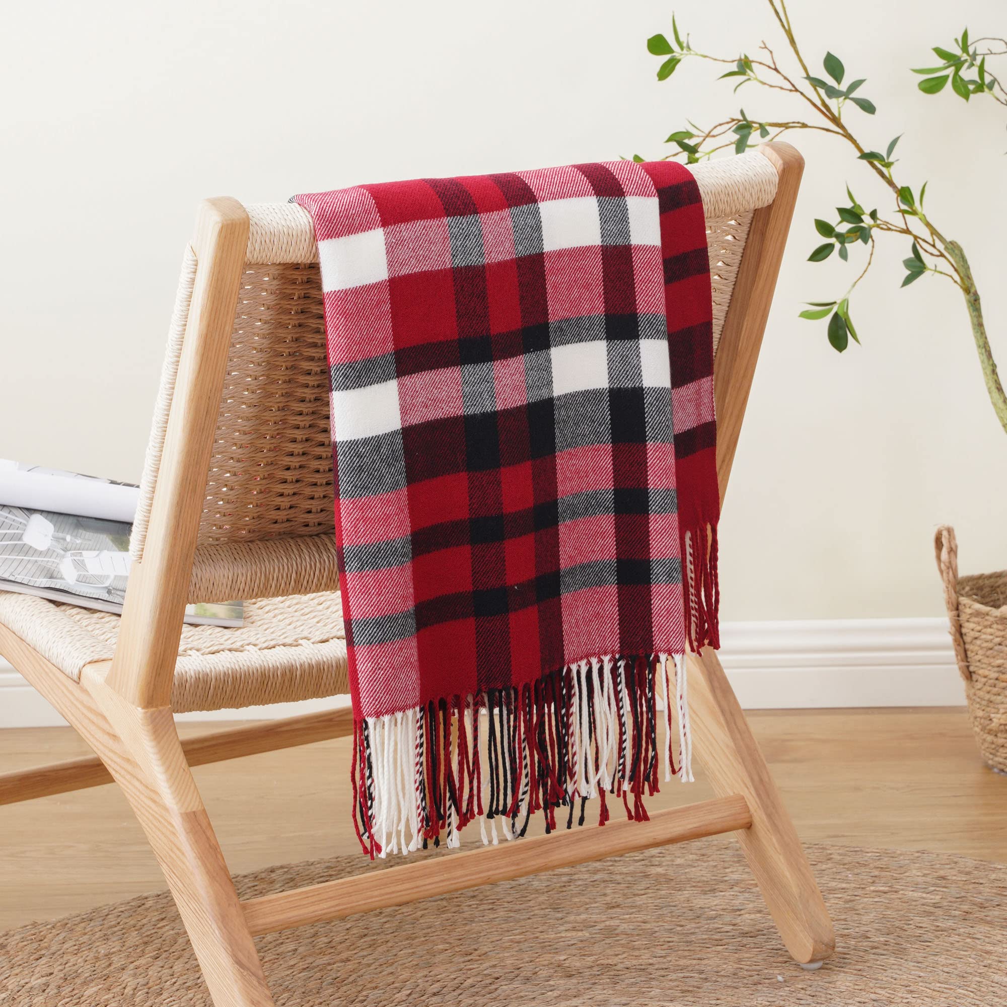 BATTILO HOME Buffalo Plaid Throw Blanket for Couch, Farmhouse Check Pattern, Soft Woven with Decorative Fringe - Image 2