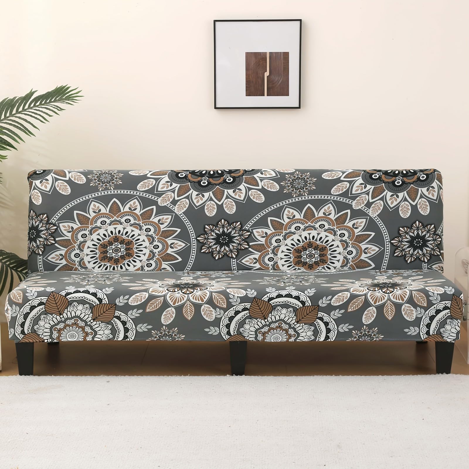 boiszeda Armless Sofa Bed Cover, Spandex Stretch Futon Slipcover(160-190cm)