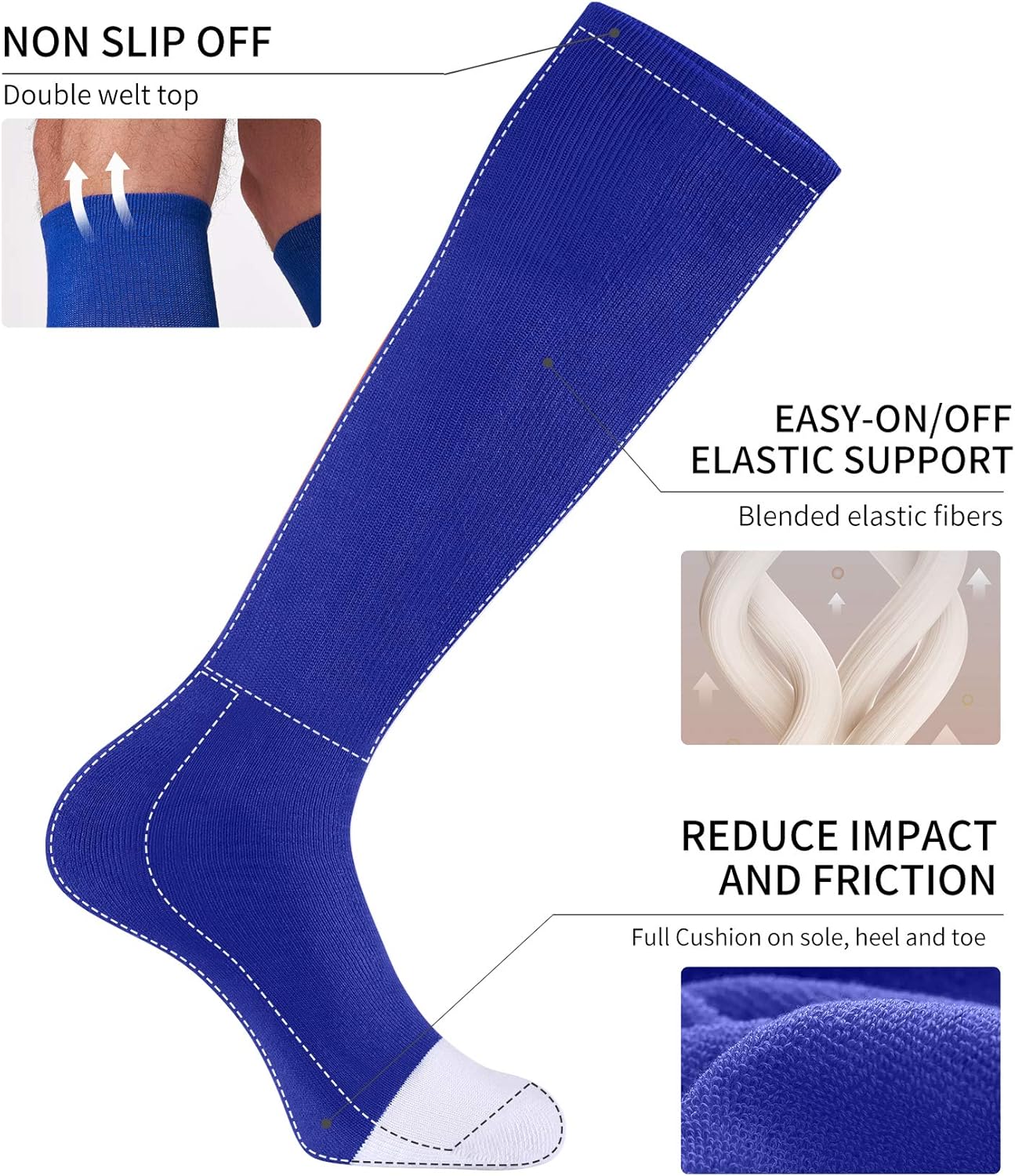 CS CELERSPORT 2/3 Pack Baseball Soccer Softball Socks for Youth & Adult Multi-sport Tube Socks - Image 4