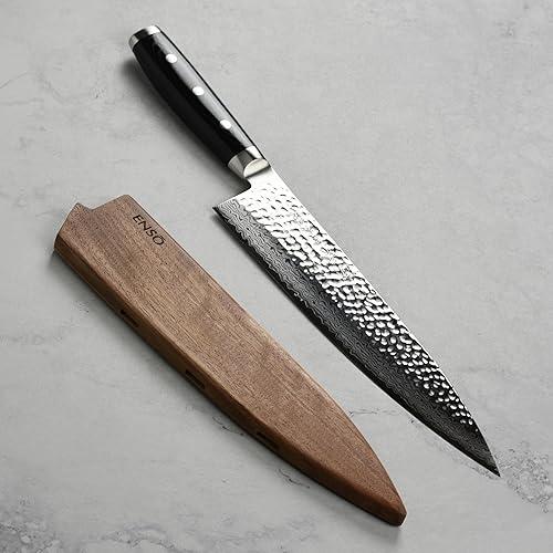 Miniatura 4 de Enso Cuchillo de chef grande con funda, fabricado en Japón, serie HD, VG10, acero inoxidable de damasco, hoja de 9.5 pulgadas con cubierta Saya