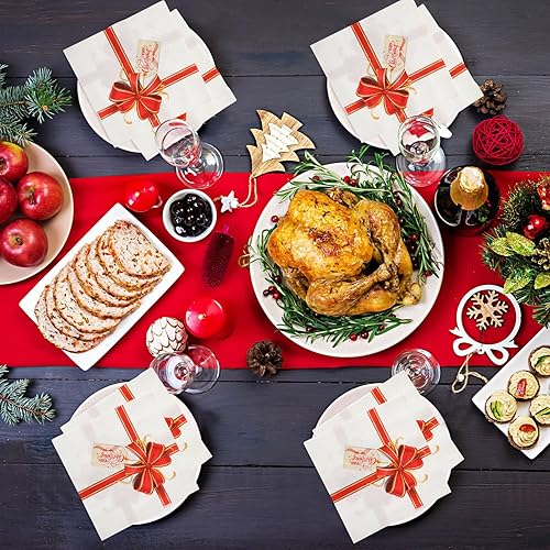 Miniatura 6 de Servilletas de papel de Navidad, caja de regalo, toallas de invitados de Navidad, desechables, nudo de lazo, servilletas de Feliz Navidad para