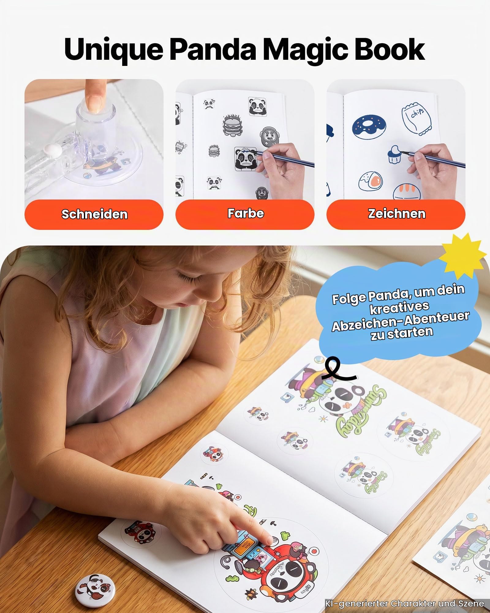 VEVOR Knopffertigungsmaschine, 58 mm Stiftmaschine mit 100 Stück Knopfteile, Knopfhersteller mit magischem Panda, ergonomischem Bogengriff, Stanzpressenset, für Kinder, Geschenke zum Selbermachen und
