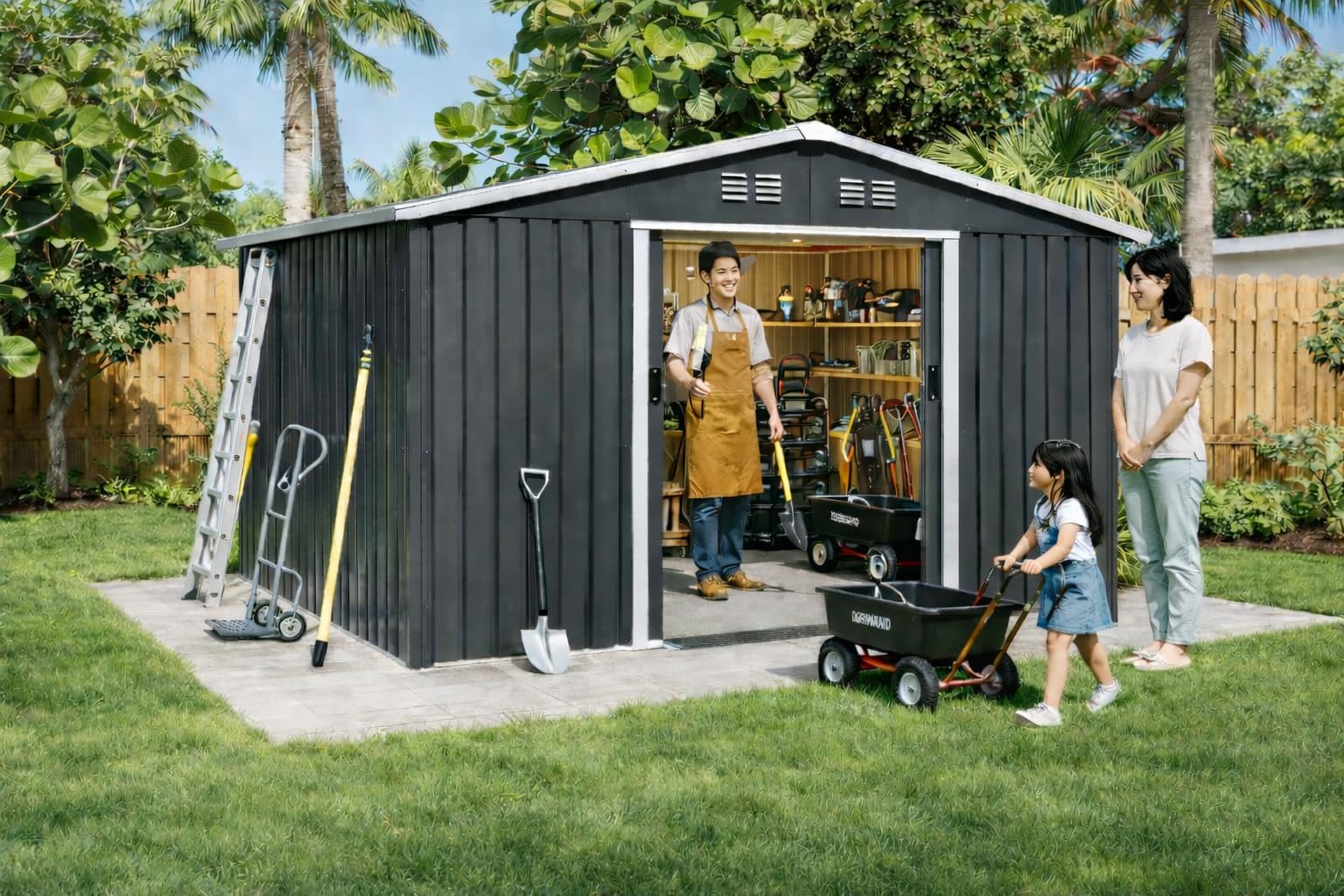 Amazon | 屋外大型物置 メタルシェッド 組み立て式倉庫 プレハブ倉庫 