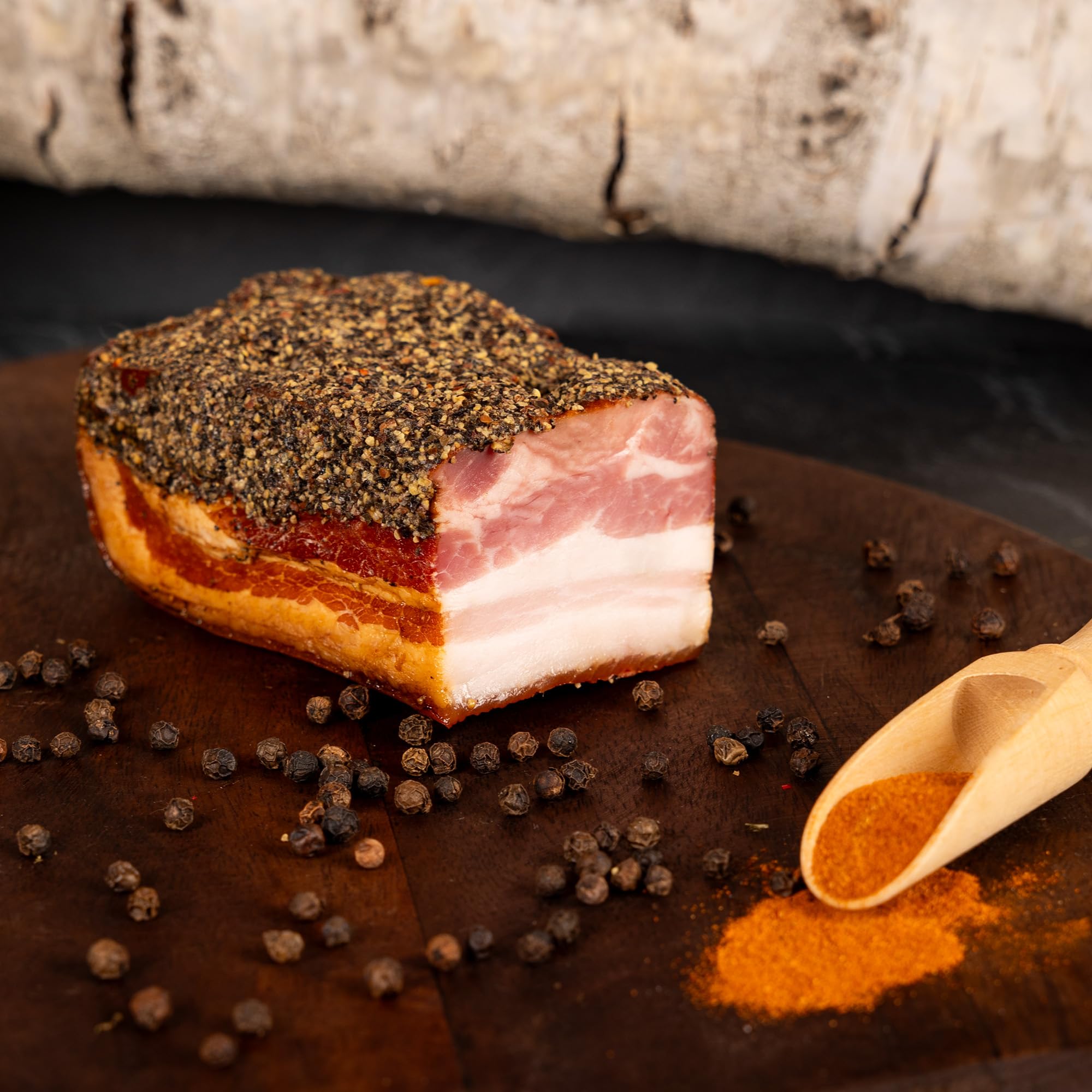 WURSTBARON® Speckpaket mit Chili, Kräutern und Pfeffer, Original Österreichischer Speck, Aromatisch gewürzt, 750g