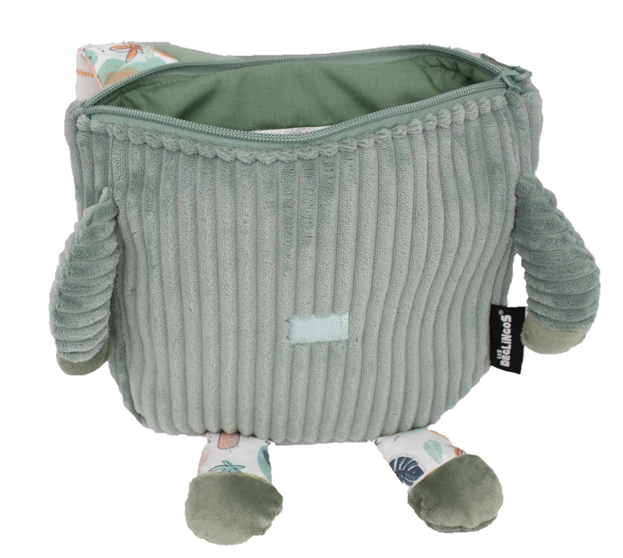 Les Déglingos - Sac à Dos velours - Chillos le paresseux - Ultra Doux - Peluche - Sac crèche ou nounou - Convient dès 18 mois - Cadeau bébé - Vert