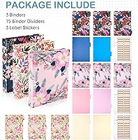 Vista 4 de Yahenda 3 Pieces 3 Ring Binder Cute Binders 1 Inch Marble Binder with 15 Tab Dividers and 3 File Folder Labels Hardcover Decorative Binders for Home