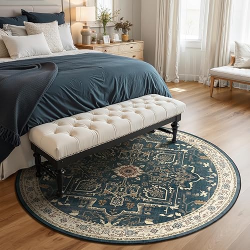 Miniatura 3 de Alfombras redondas de 6 pies, azul profundomulticolor