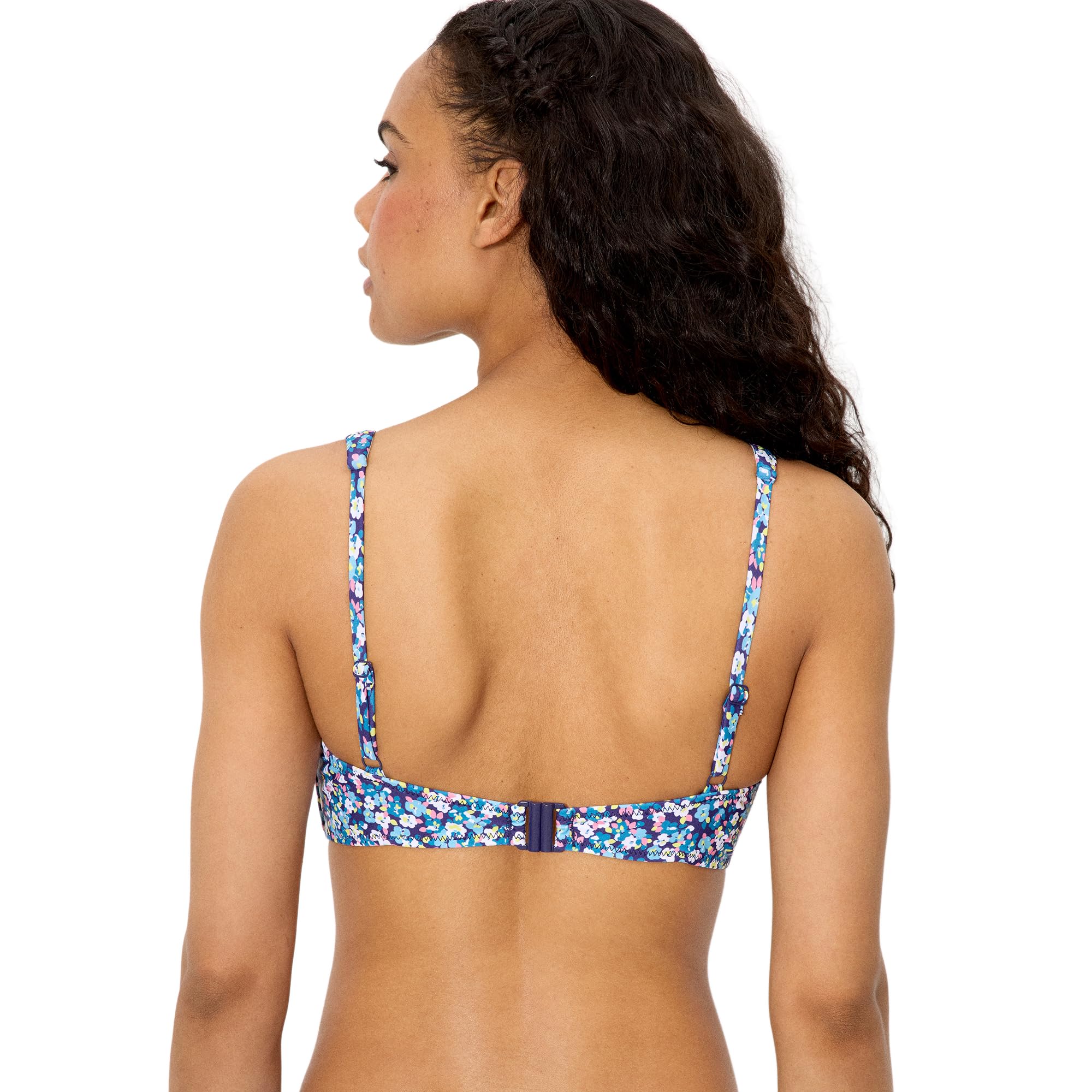 YSABEL MORA. Top Bikini Triángulo Liberty Azul Copa C. Top Bikini Triángulo con Aro Y Relleno Extraíble. Tirantes Regulables para Combinación Personalizada .Colección Flowers.