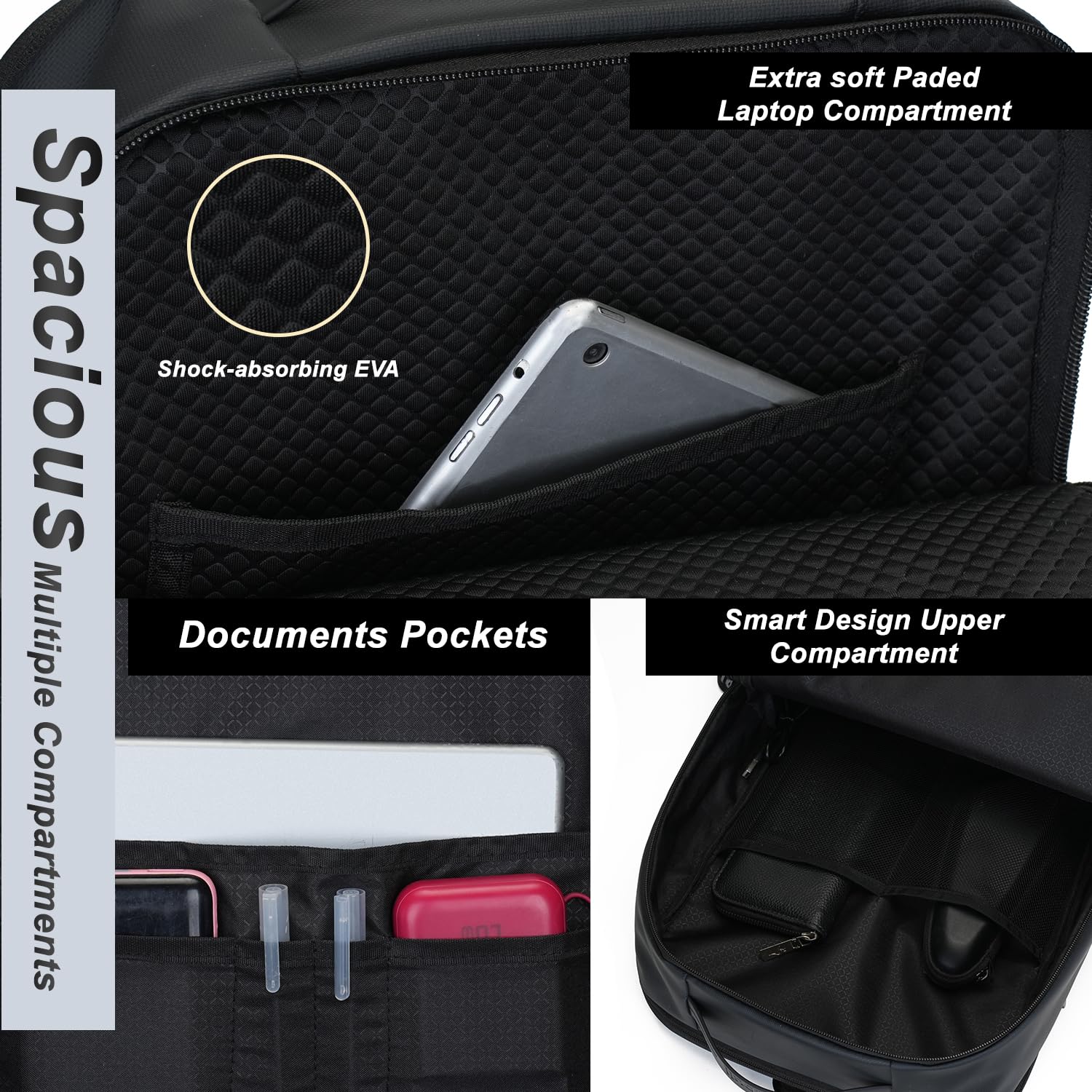 HORNBULL Zurich - Mochila de viaje de oficina de 42 L, mochila para laptop de 17 pulgadas, 3 en 1, expandible y convertible, puerto USB y tipo C, resistente al agua, multicompartimento, mochila para