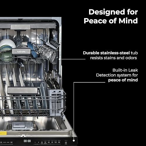 Miniatura 6 de Kenmore Lavavajillas Empotrado de 24" - Tina Silenciosa con TurboDry, Detección de Fugas y SmartWash para Suciedad - 15 Cubiertos - 49 DBA - Negro