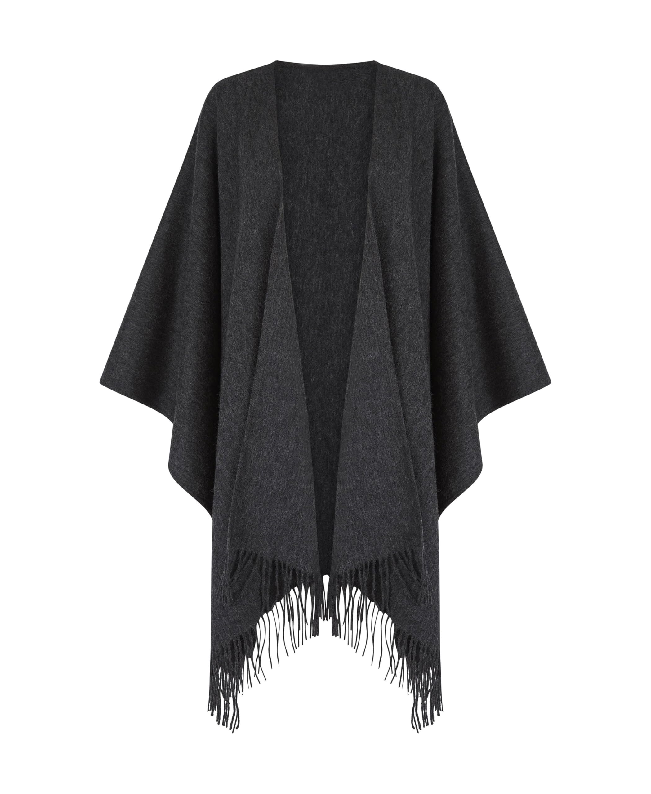 Shepherds Land Women's Charcoal 100% Lambswool Ruana,