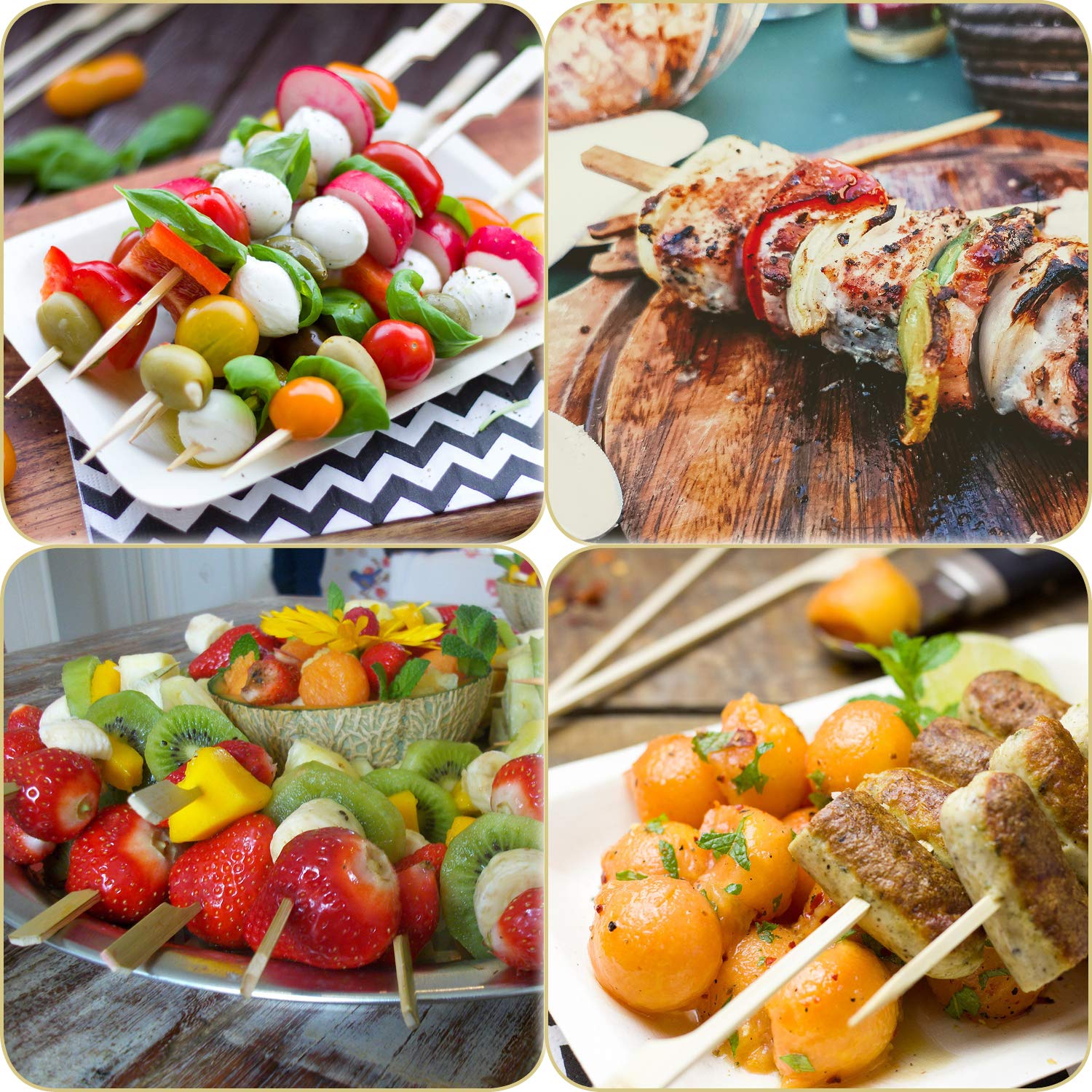Brochettes en bois bambou 18 cm 300 pièces COM-FOUR® finger food grill buffet gastro