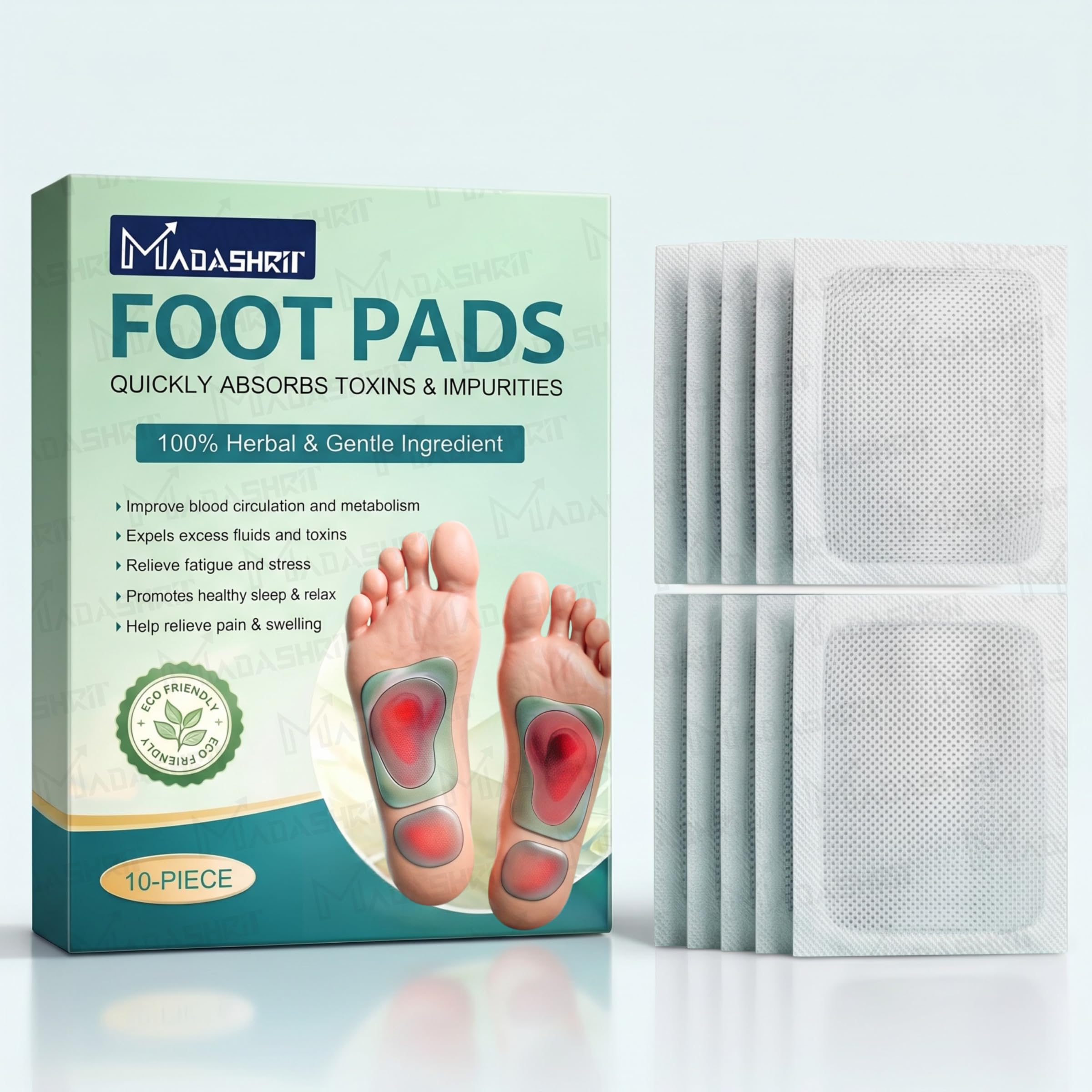 Herbal Detox Foot Pads (10 Pcs) | Natural Bamboo Vinegar Foot Patch for Sleep Aid, Pain Relief & Toxin Removal | Acupoint Micro-Massage Technology | Gentle Ingredients | Natural Detox Foot Patches | Foot Pad-image-23