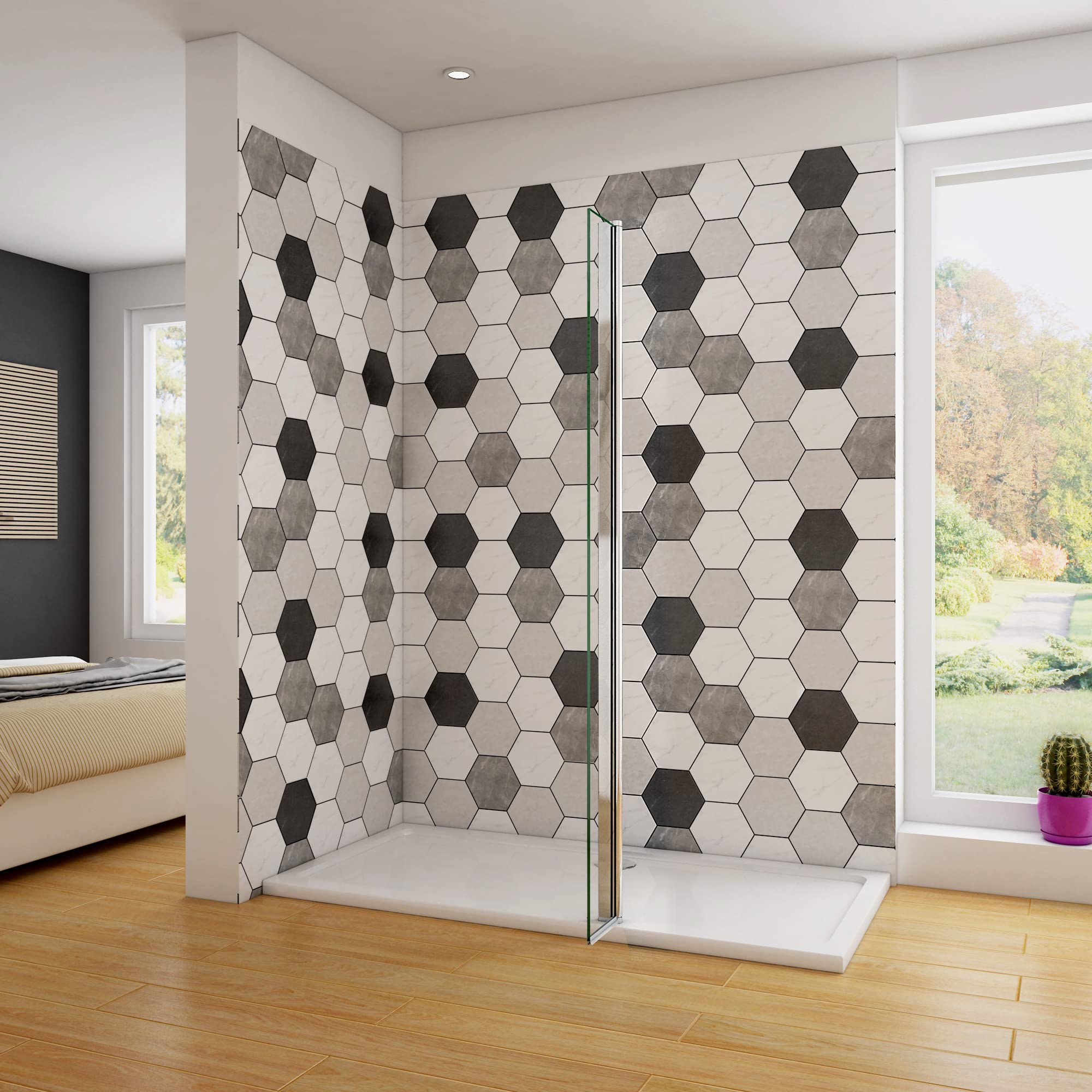 OCEAN ITALY Paretina Mobile Paraspruzzo per Walk In Parete Doccia 30x190cm Vetro da 8 mm Temperato Trasparente Anticalcare