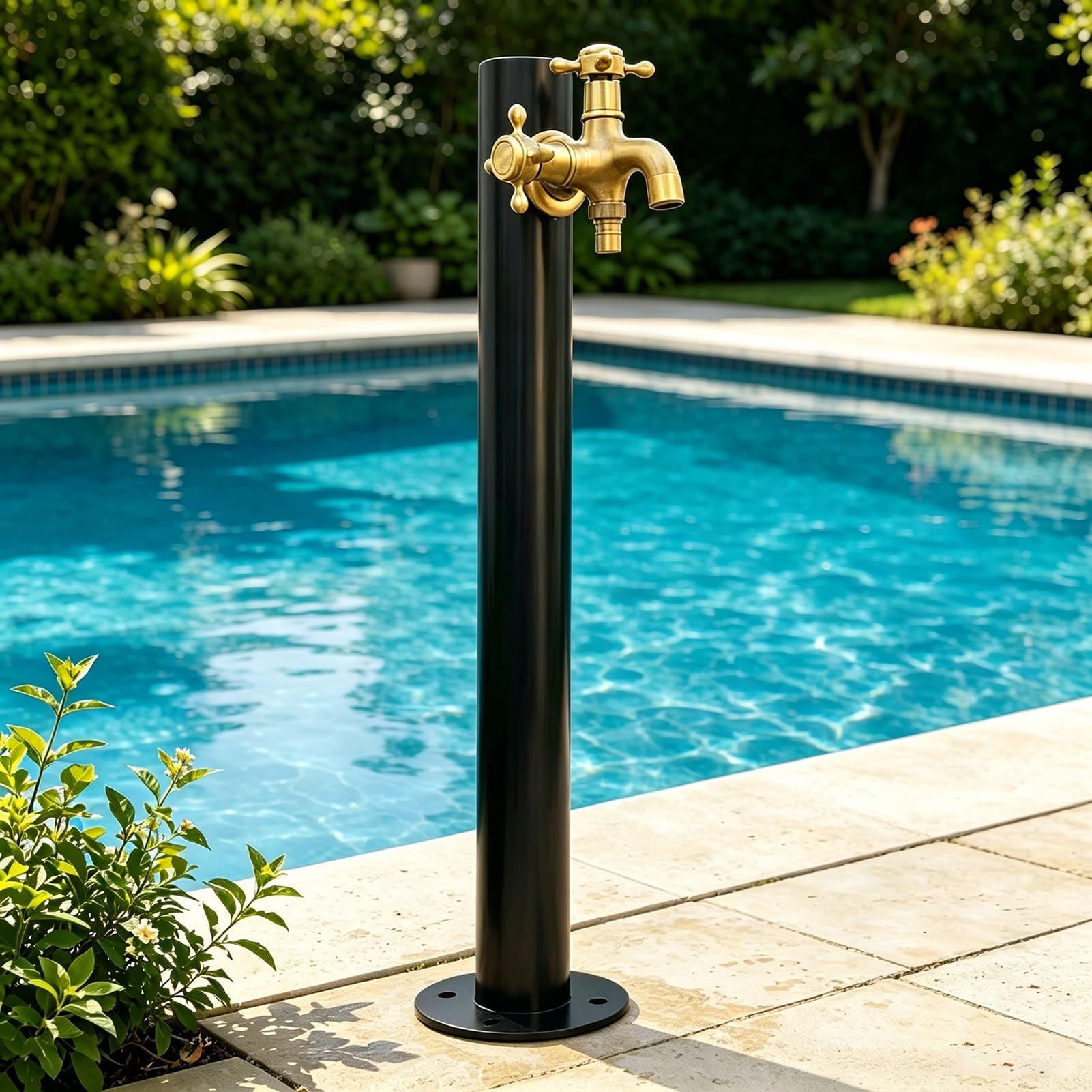 Outdoor Pedestal Water Column Faucet, Free-Standing Garden Tap Vertical Yard Hydrant Standing Water Spigot for Backyard Lawn Farm Irrigation