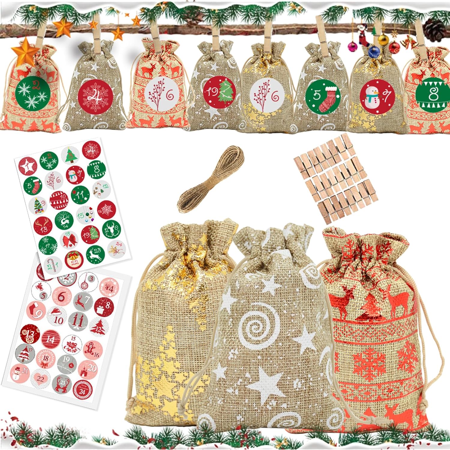 Fabric Advent Calendar 2023 Advent Calendar Bags Make Your Own Advent Calendar Bags with 24