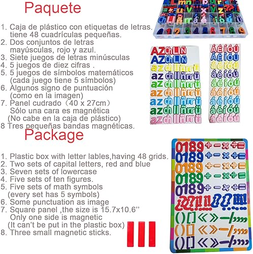 Miniatura 6 de Imanes del alfabeto de letras magnéticas españolas - Letras Españolas y Números Magnéticos para niños, 9 colores para el aula y la enseñanza en