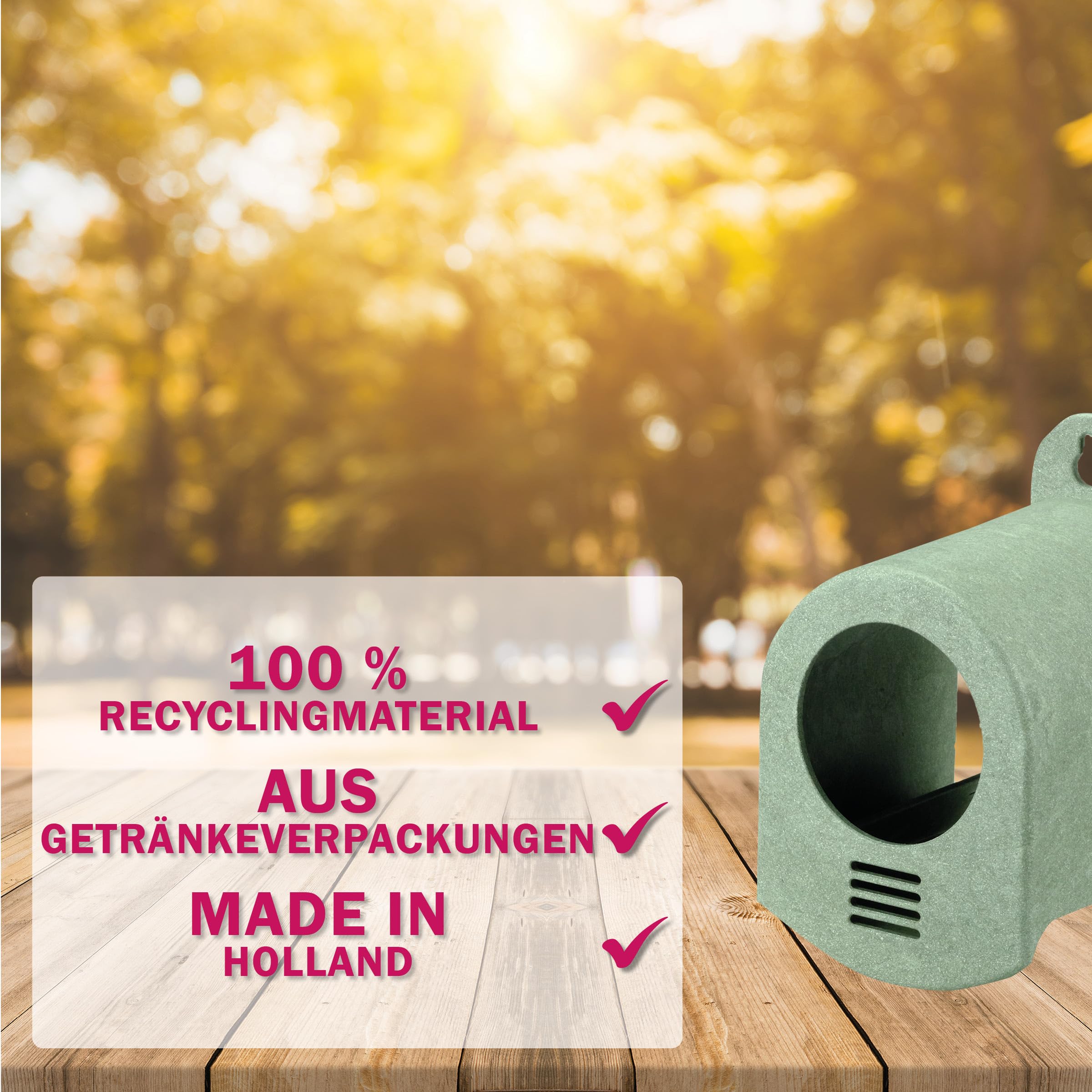 MeinWildvogel Erdnussbutterspender 15x - Futterspender, Fettfutter für Wildvögel geeignet für handelsübliche Erdnussbutter. Bestehend aus 100% recyceltem Material, wetterfest und ganzjährig nutzbar