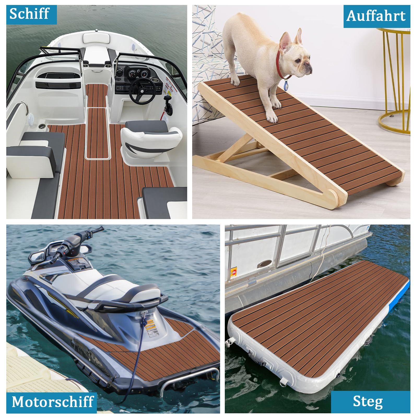 KXKZREN Boot Bodenbelag Selbstklebend Eva-Schaum Teakholzimitat Bootsbelag, rutschfeste Bootsmatte Marineteppich für Motorboot Wohnmobil Yacht Kajak Schwimmende Plattform,240x112/90/60/41cm