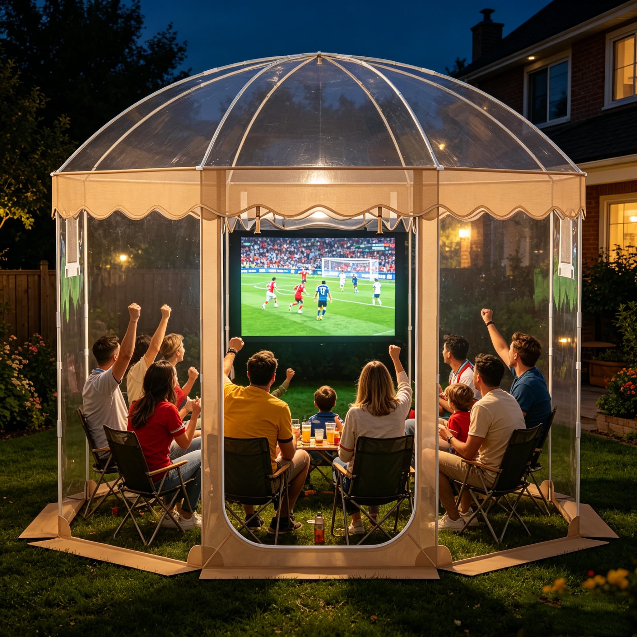 SOARS Tenda Sportiva a Bolla Pop-up 305 x 305 cm, Tenda Cupola Trasparente Isolante Termica per Mondiale 2026 Coppa del Mondo, per Eventi Sportivi, Giardino, Terrazzo e Campeggio, 8-10 Persone