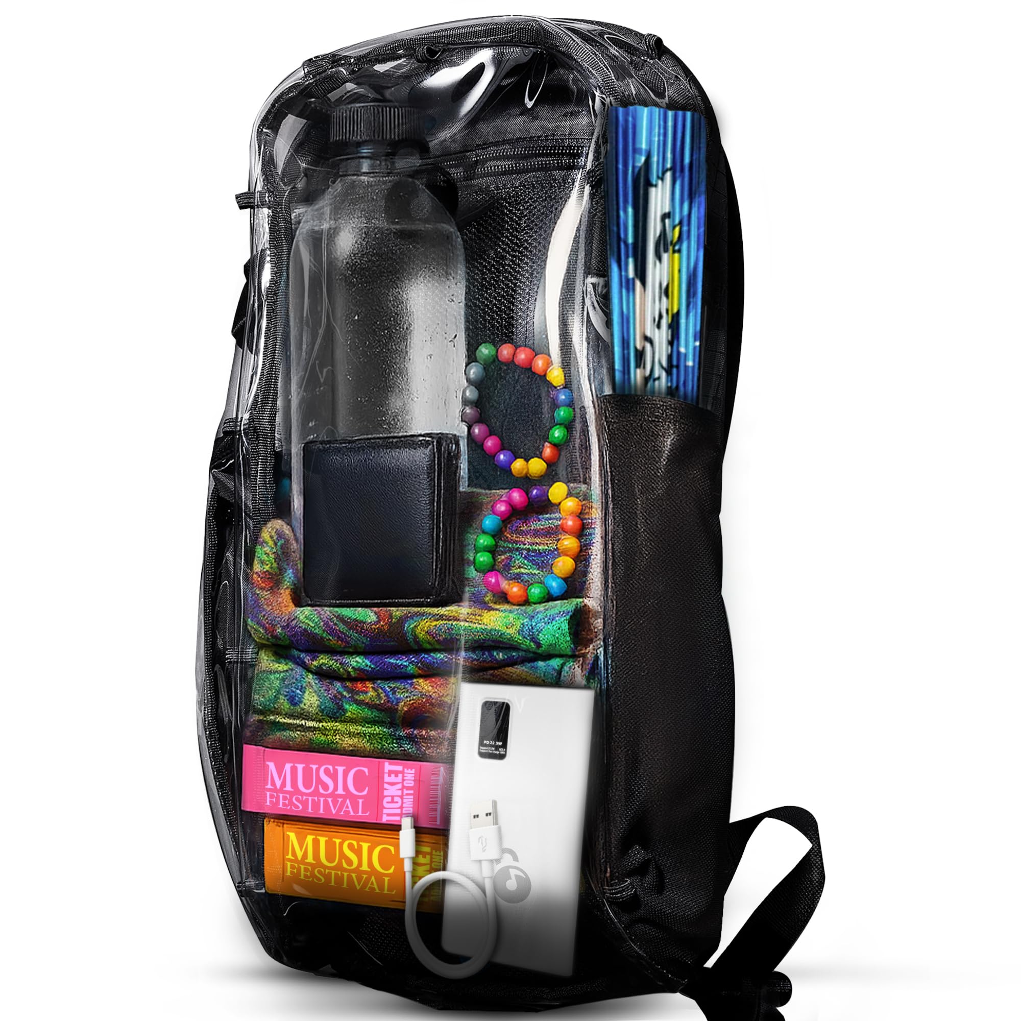Lunchbox Clear Lite Pack – Anti Theft Clear Bag for Stadium Events with Locking Zippers Protects Items at Festivals, Concerts, and Traveling. Backpack
