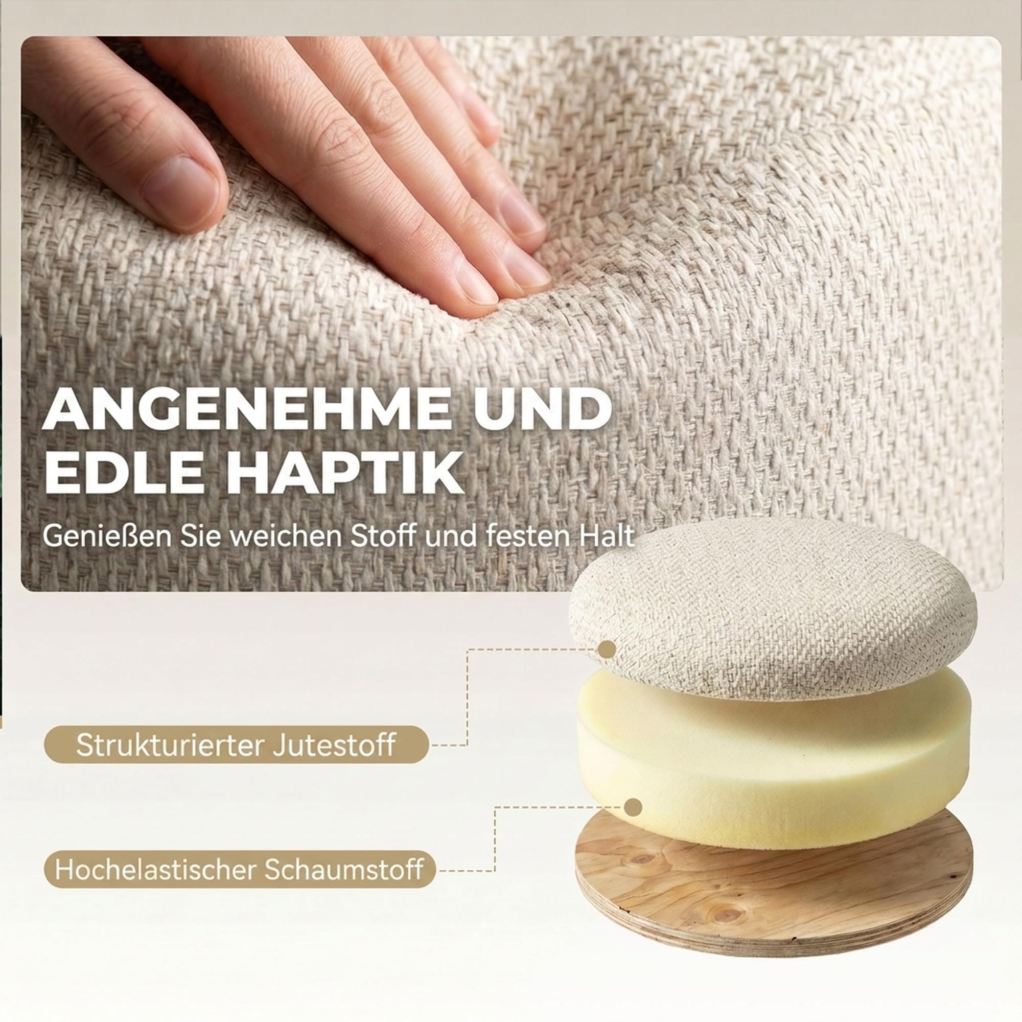HOMCOM Hocker mit Stauraum Sitzhocker mit Deckel 38,5x38,5x33,5 cm Beige
