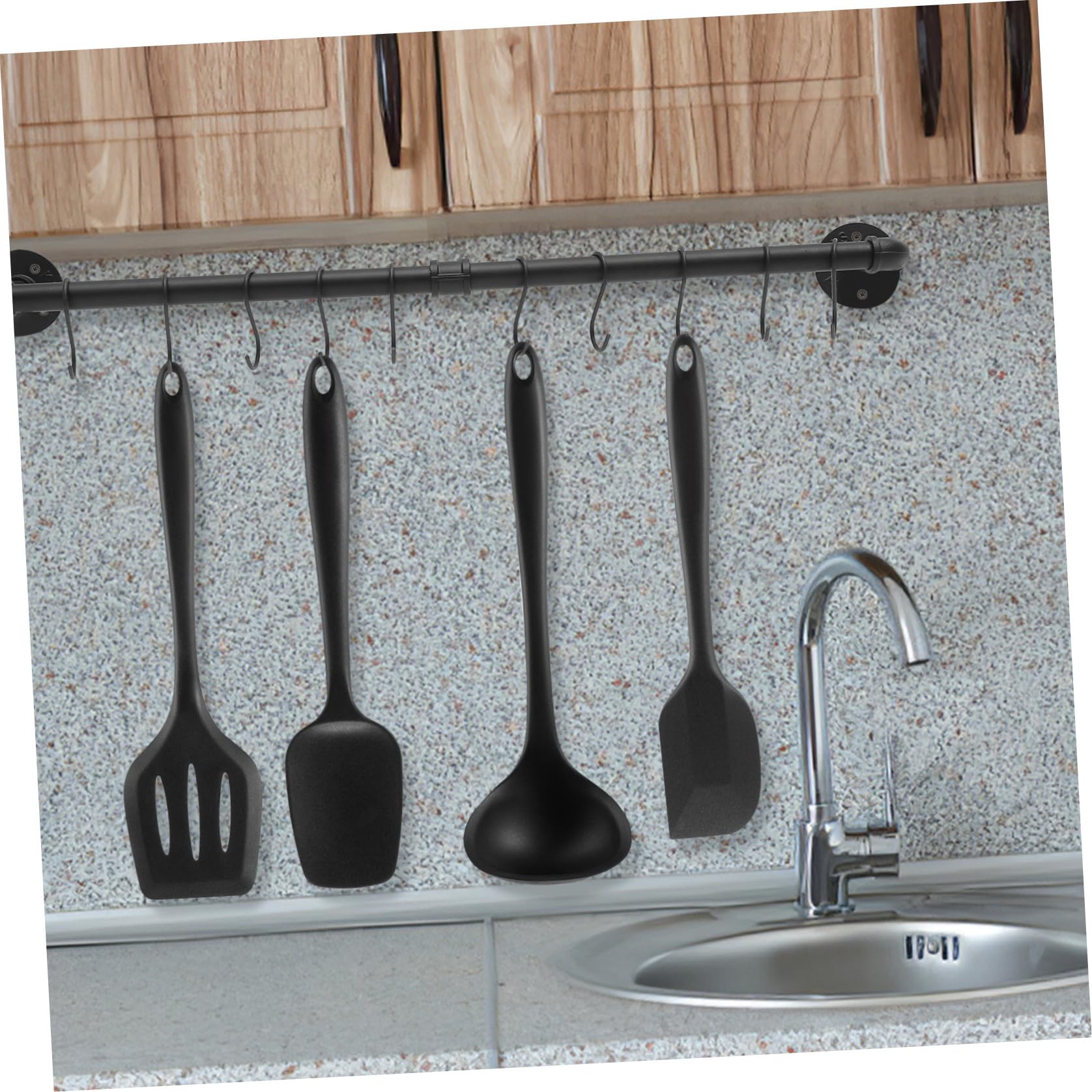 Cabilock 1ensemble Support Murale De Cuisine Industrial Avec Crochets Pour Casseroles Et Poêles Organisateur De Pots Et Ustensiles De Cuisine Rail Pratique Et Économiseur Espace