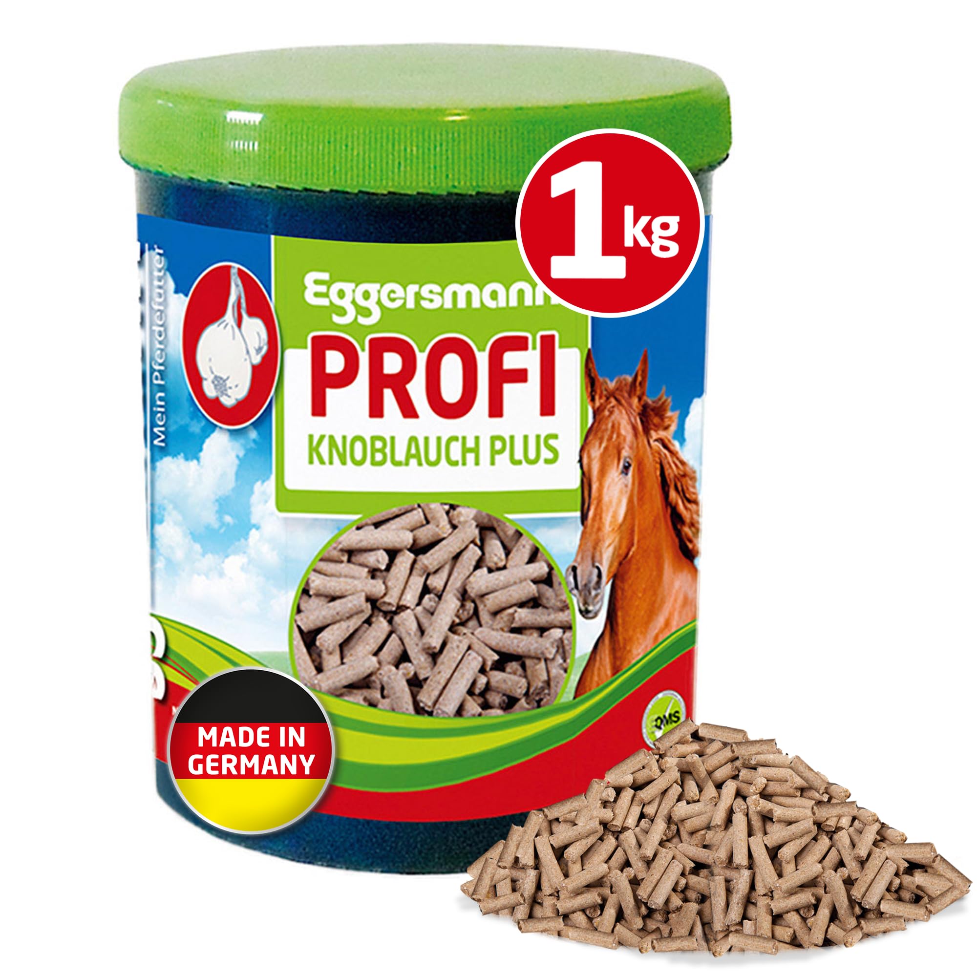 Eggersmann Mein Pferdefutter Ajo Plus 1 kg – Complemento alimenticio para Caballos – contra Moscas, tábanos y Mosquitos, Ayuda al metabolismo y a la Defensa inmune