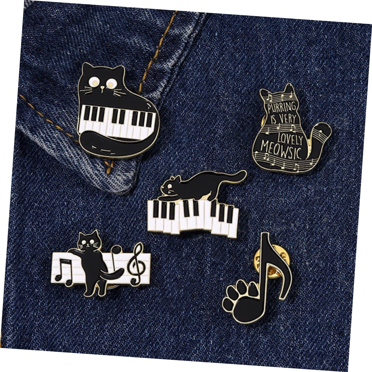 CALLARON Spilla Con Nota Musicale Di Gatto Bacheca Di Sughero Pin Di Smalto Tazze Di Gatto Spilla Natale Spilla Divertente Spilla Animale Perno Smaltato Estetico Lega Black