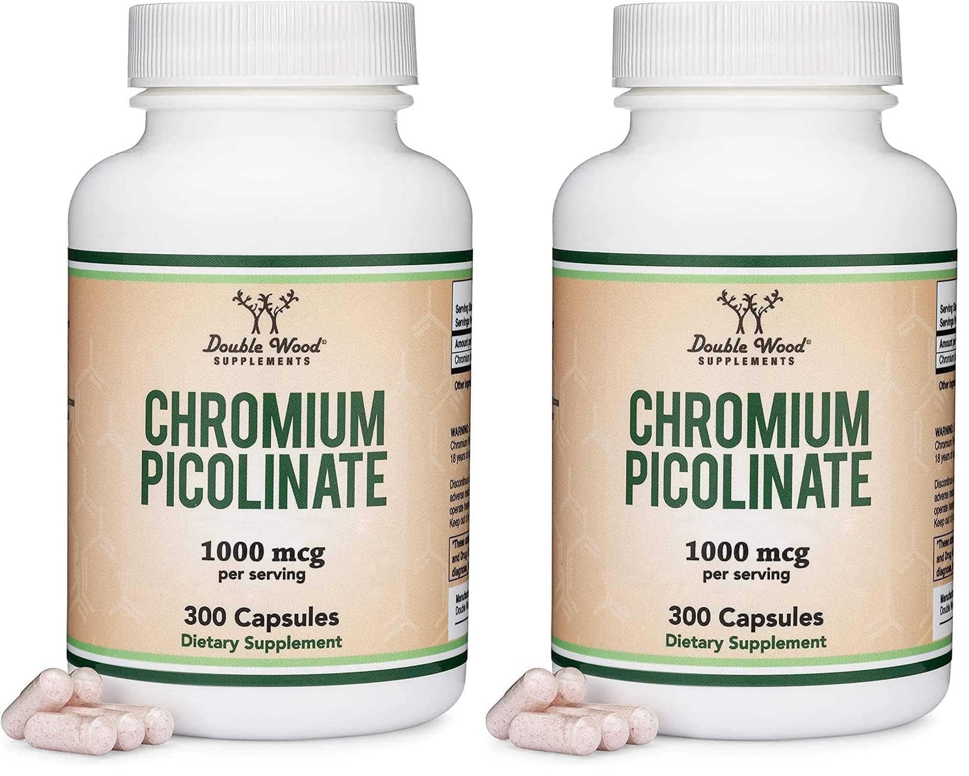 Chromium Picolinate 1000mcg for Healthy Weight Management (High Absorption and Bioavailability) (300 Vegan Safe Capsules, Non-GMO, Gluten Free) by Double Wood Supplements (Pack of 2) 300 Count (Pack of 2)