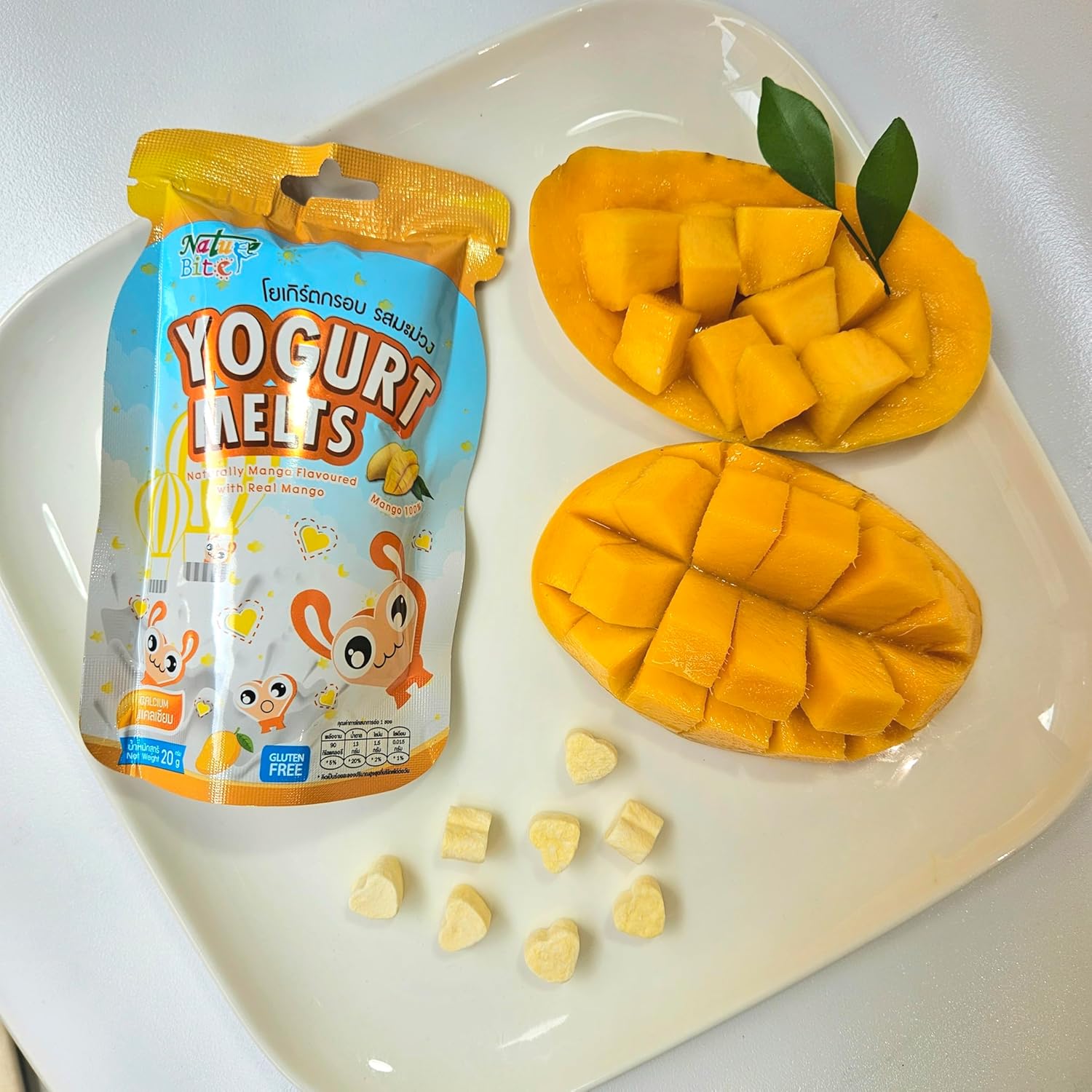 Nat Bit Freeze-Dried Yogurt Snacks – Crispy Mango Bites, Healthy Snack for Kids & Adults, No Preservatives, Gluten-Free Mango Flavors (0.7 oz Packets, 12 Count)