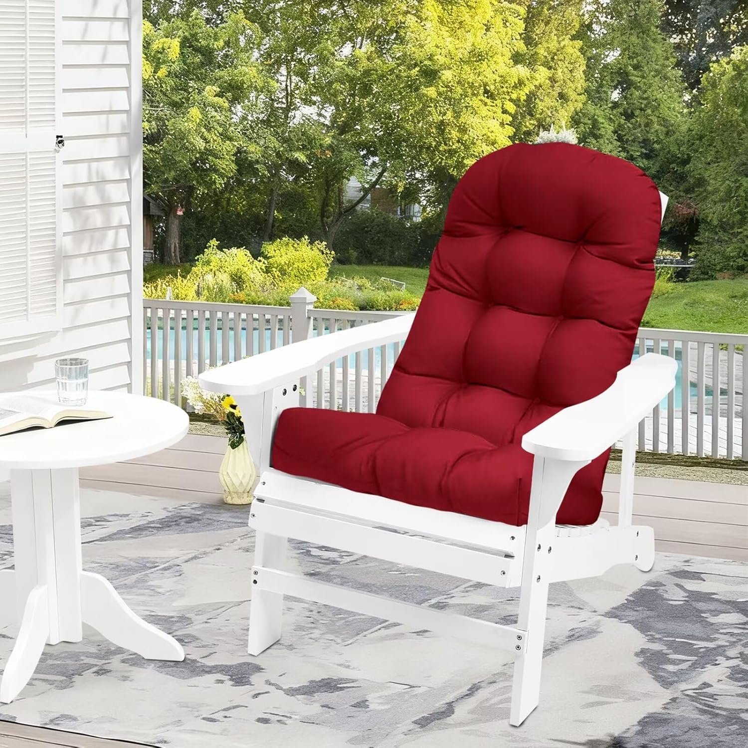 Outdoor Adirondack Chair Cushions Waterproof Burgundy Chairs Cushions for Adirondack Chairs High Back Thicked Patio Chair Cushions Outdoor and Indoor 43"*20"*3.9"