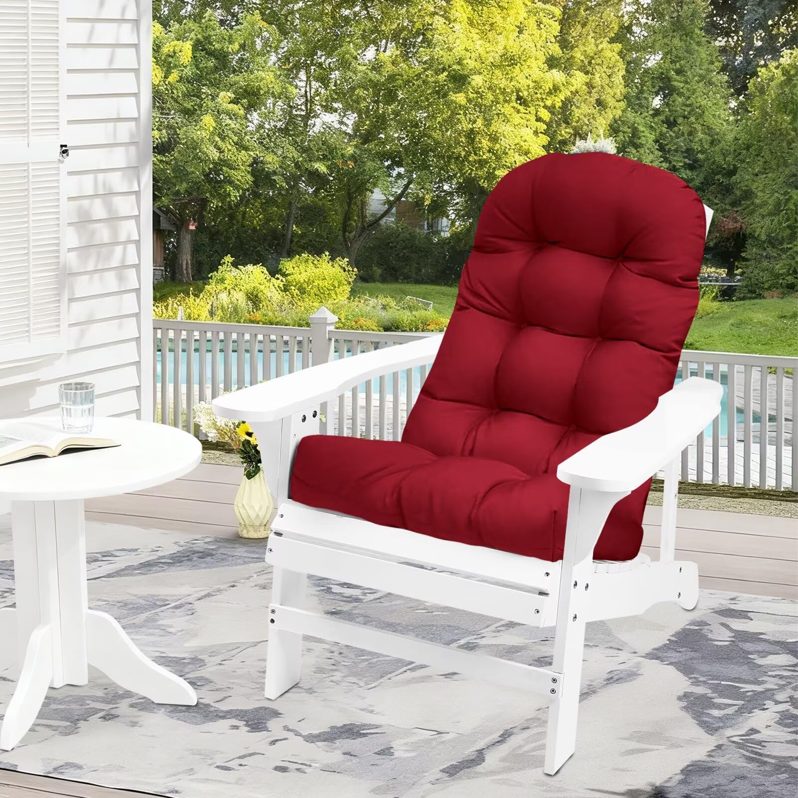 UUluhao Outdoor Adirondack Chair Cushions Waterproof Burgundy Chairs Cushions for Adirondack Chairs High Back Thicked Patio Chair Cushions Outdoor and Indoor 43"*20"*3.9"
