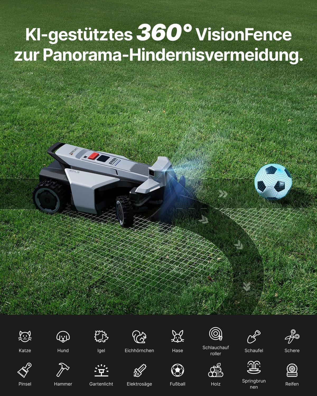 Segway Navimow X420 Mähroboter ohne Begrenzungskabel mit Garage X (separater Versand) für 2000 ㎡, Zero-Turn AWD für 84% Steigungen, NRTK+360° Vision+VIO, Keine RTK-Basisstation, 25-95 mm Schnitthöhe