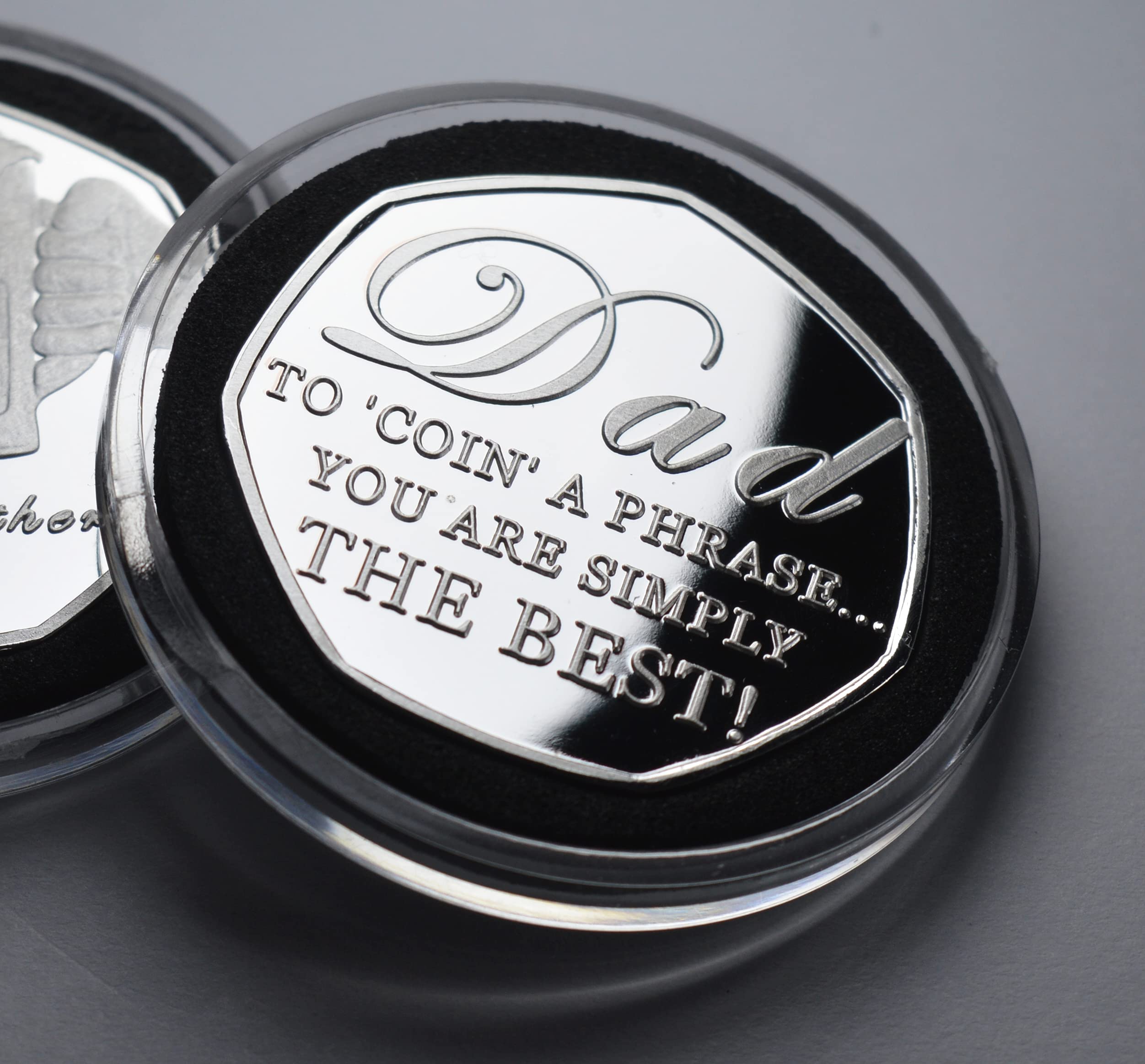 The Commemorative Coin Company HAPPY FATHER'S DAY Silver Commemorative in Capsule. 'Coin a Phrase'. Gift/Present. Best Dad. From Son/Daughter