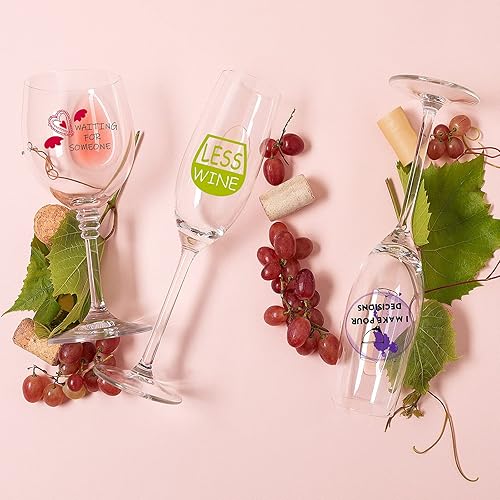 Miniatura 3 de Outus 120 marcadores de vidrio para bebidas, calcomanías divertidas para gafas, calcomanías para fiestas de amor, cata de amor, regalos y recuerdos,