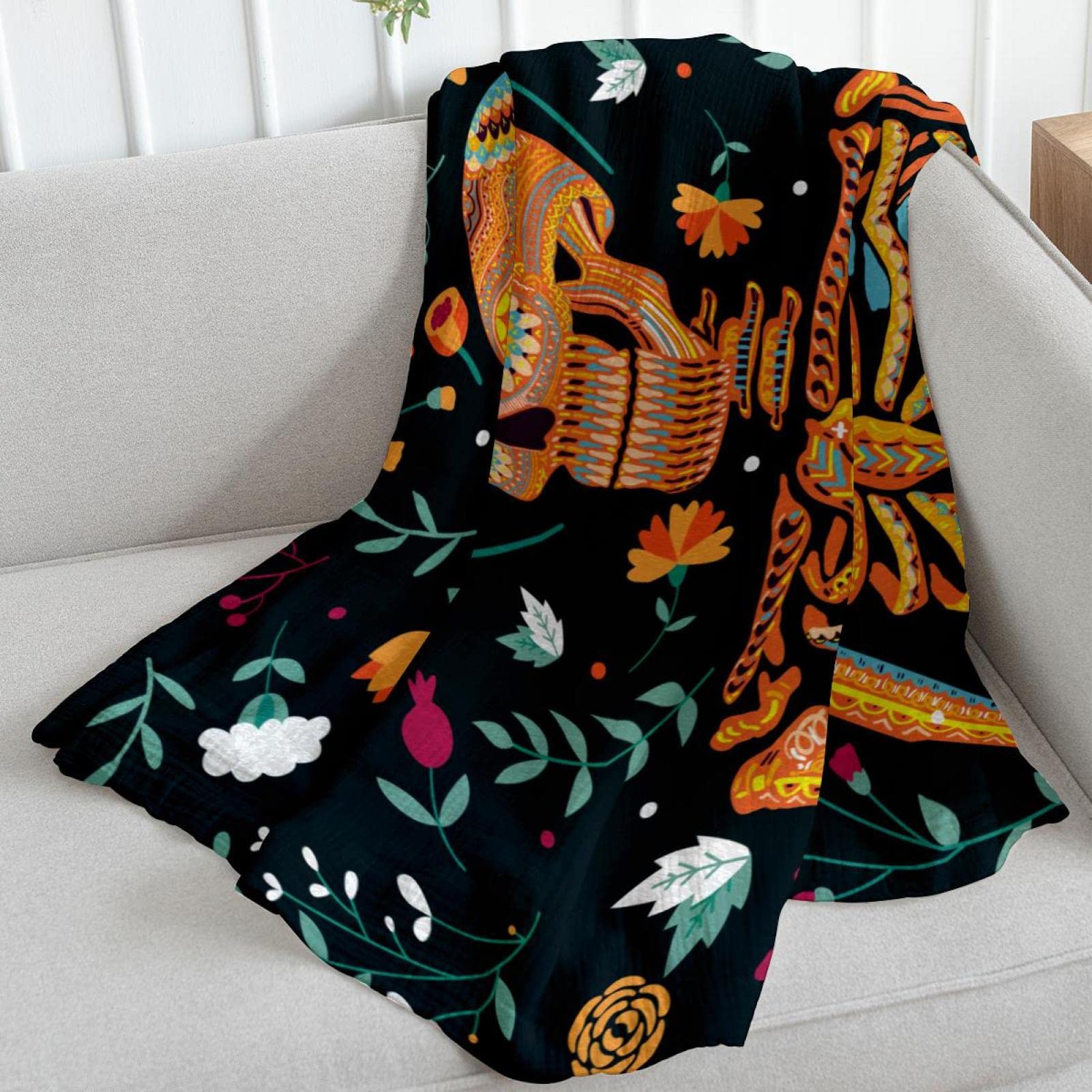 Coperta in pile per divano, divano o letto, accogliente e morbida coperta Day of the Dead Design