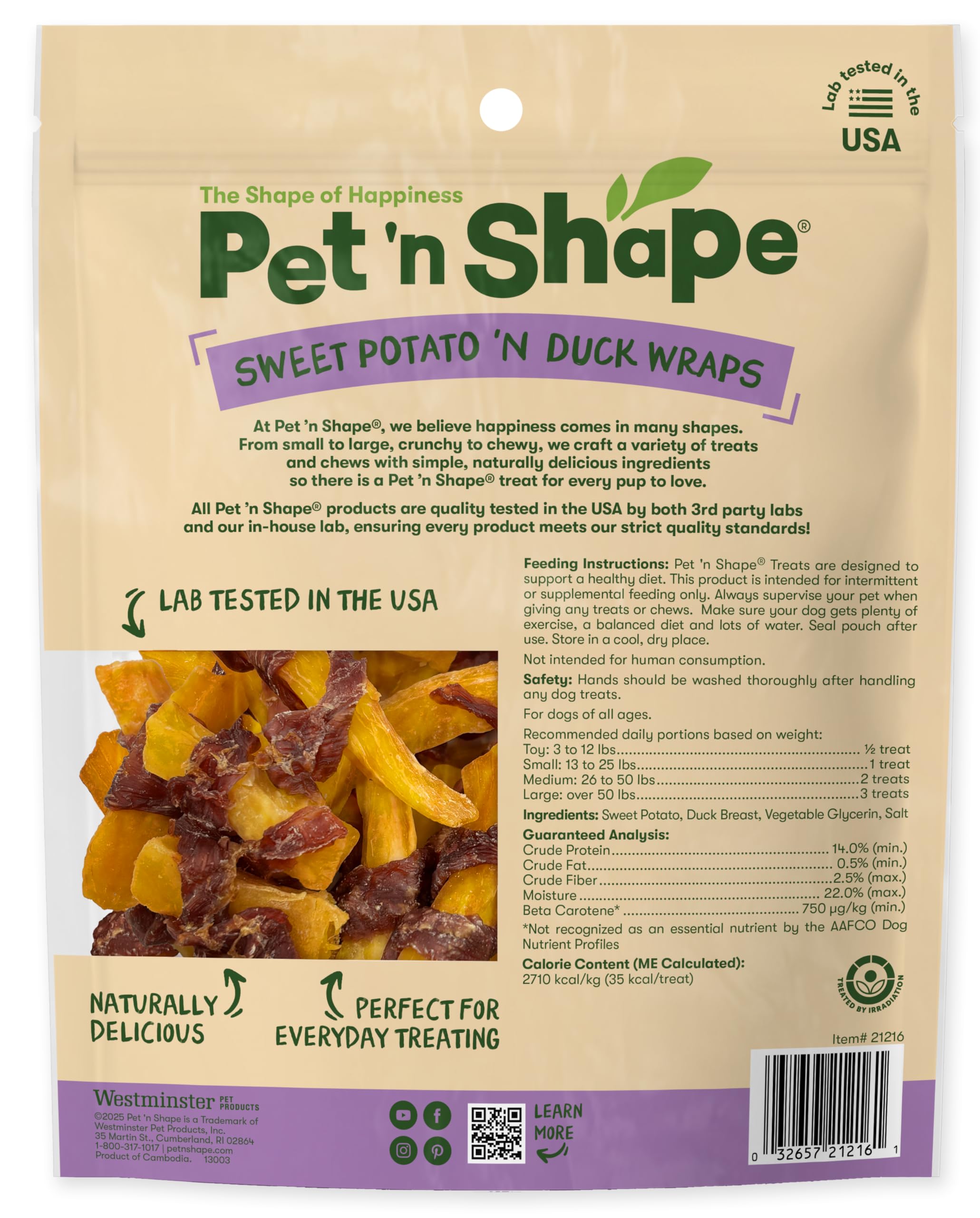 Pet 'n Shape Duck 'N Sweet Potato - Dolci naturali per cani, anatra, 0,5 kg