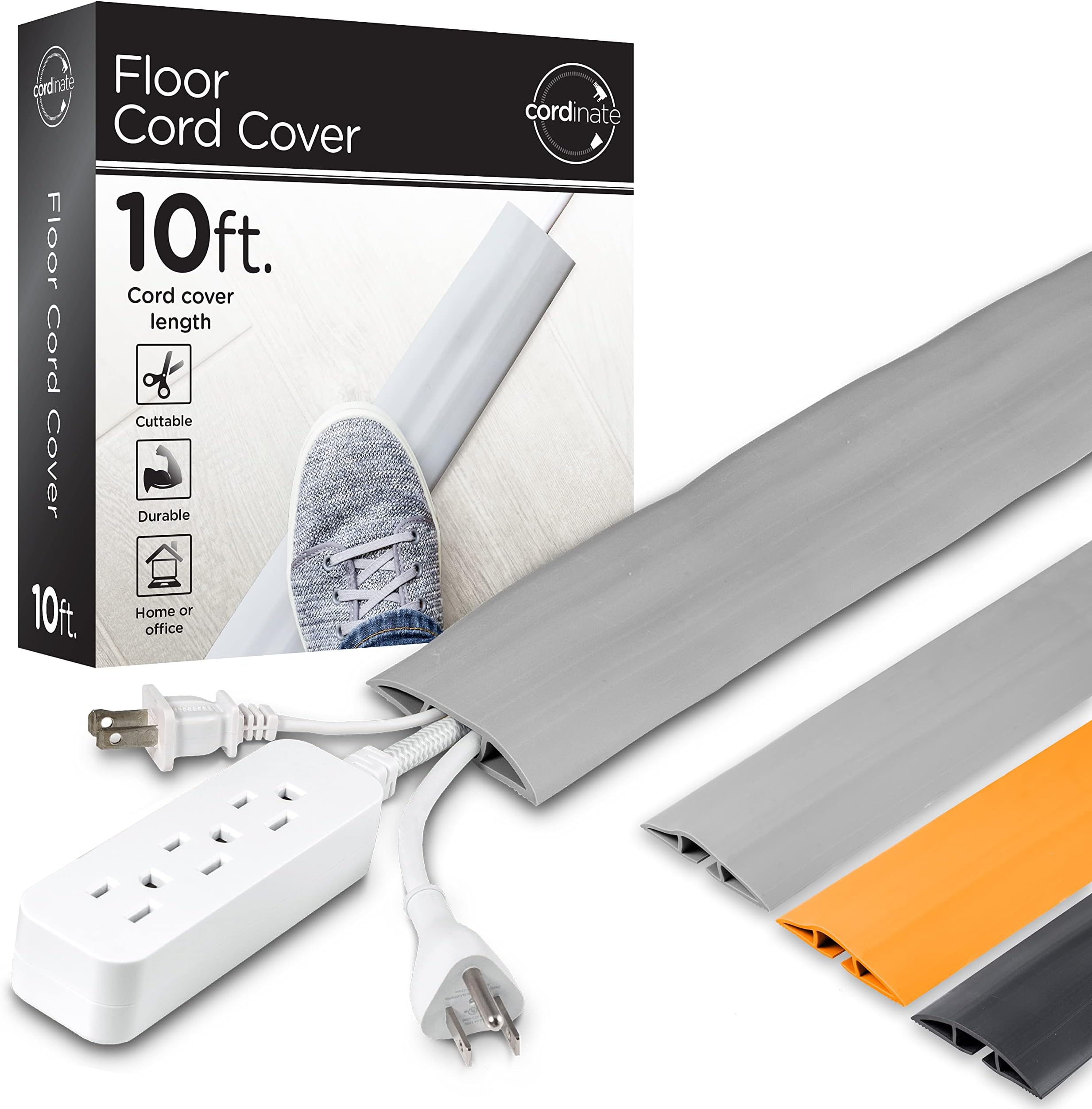 Cordinate 10ft Floor Cord Cover, Cable Protector, Hide Extension Cords, Prote...