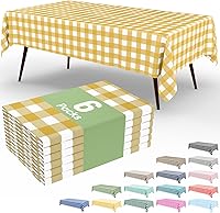 Vista 79 de Smiry Paquete de 10 Manteles Desechables de Cuadros Vichy Azules - 54" x 108" Mantel de Plástico de Servicio Pesado, Cubiertas de Mesa Impermeables
