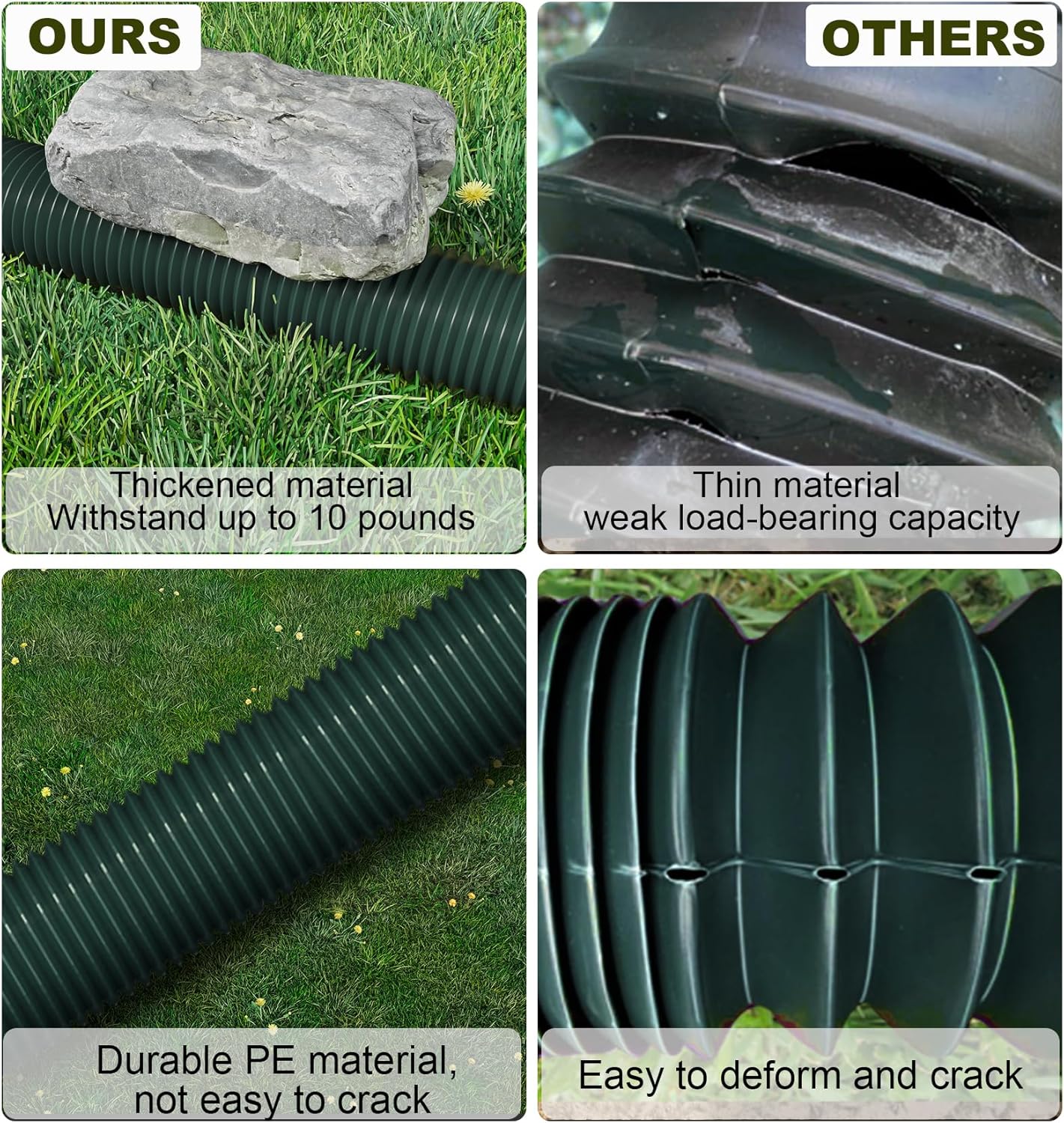 Ogutter Rain Gutter Downspout Extensions, Downspout Extender for Rainwater Drainage Flexible, Down Spout Drain Extension Pipe and Extendable from 21 to 66 Inches (2 Pack, Green)