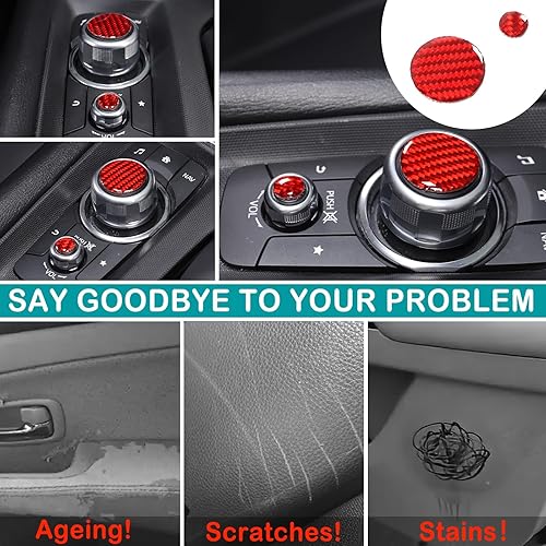 Miniatura 6 de Adhesivo de fibra de carbono suave para coche, multimedia, botón adhesivo compatible con Mazda MX-5 2016-2020, accesorios de protección interior,