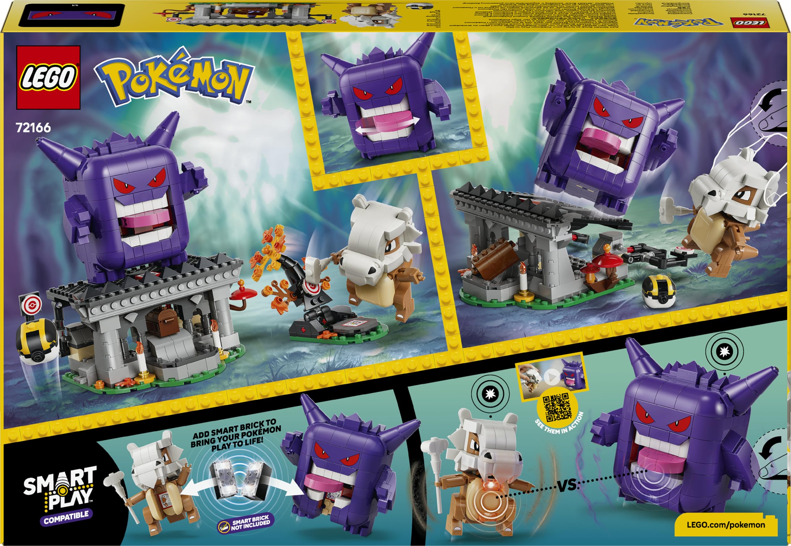 LEGO Pokémon SMART Play: Tragossos und Gengars Gruselduell - kompatibles interaktives Spielset mit 4 SMART Tags und 2 Pokémon Figuren - Geschenkidee für Kinder ab 8 Jahren - 72166