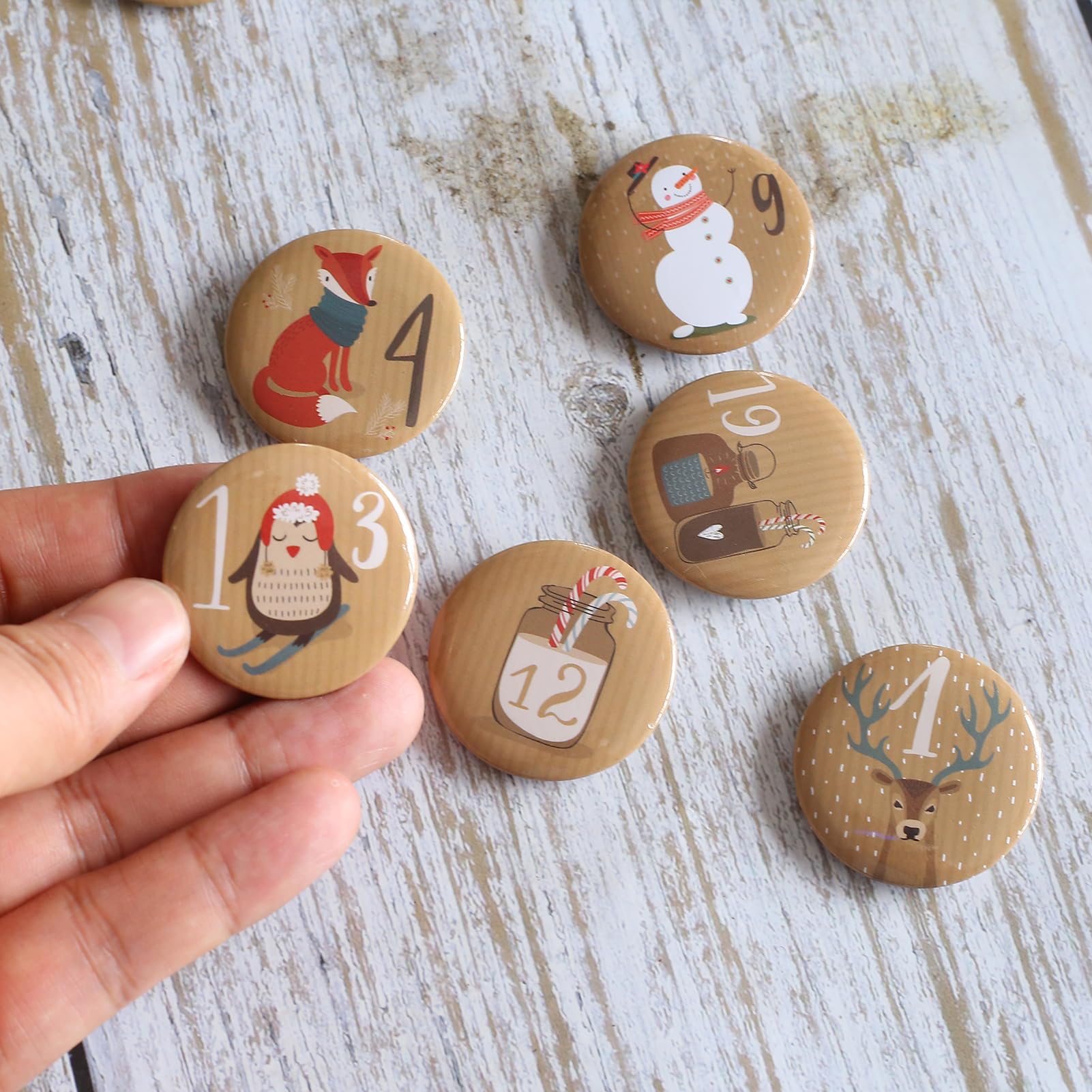 Spille Per Calendario Dell'Avvento Con Numeri 1-25 - Decorazione Vintage Per Sacchetti E Sacchetti - Foto 2