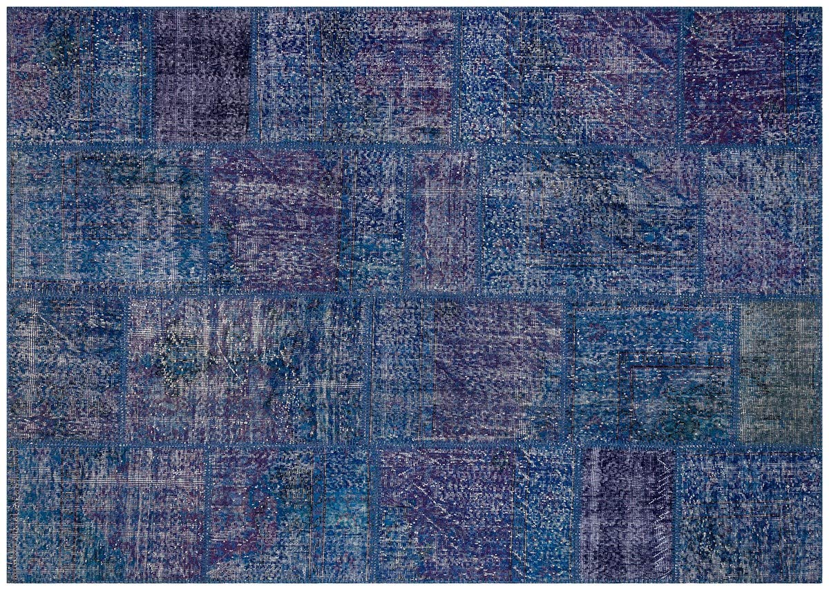 Tapis patchwork turc en laine bleu pour sublimer votre grand salon moderne