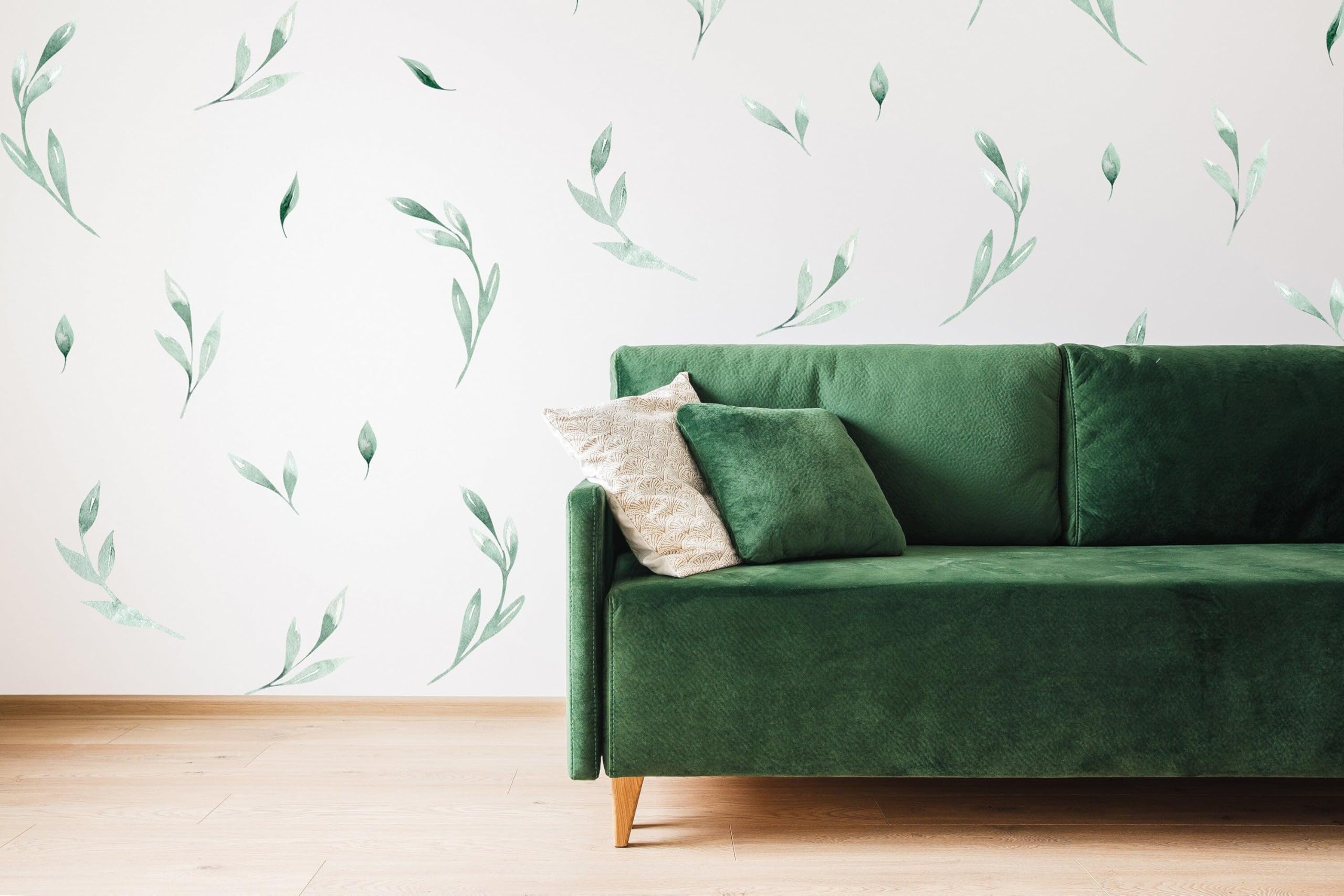 Calcomanías de hojas para decoración de pared, calcomanías botánicas de hojas verdes