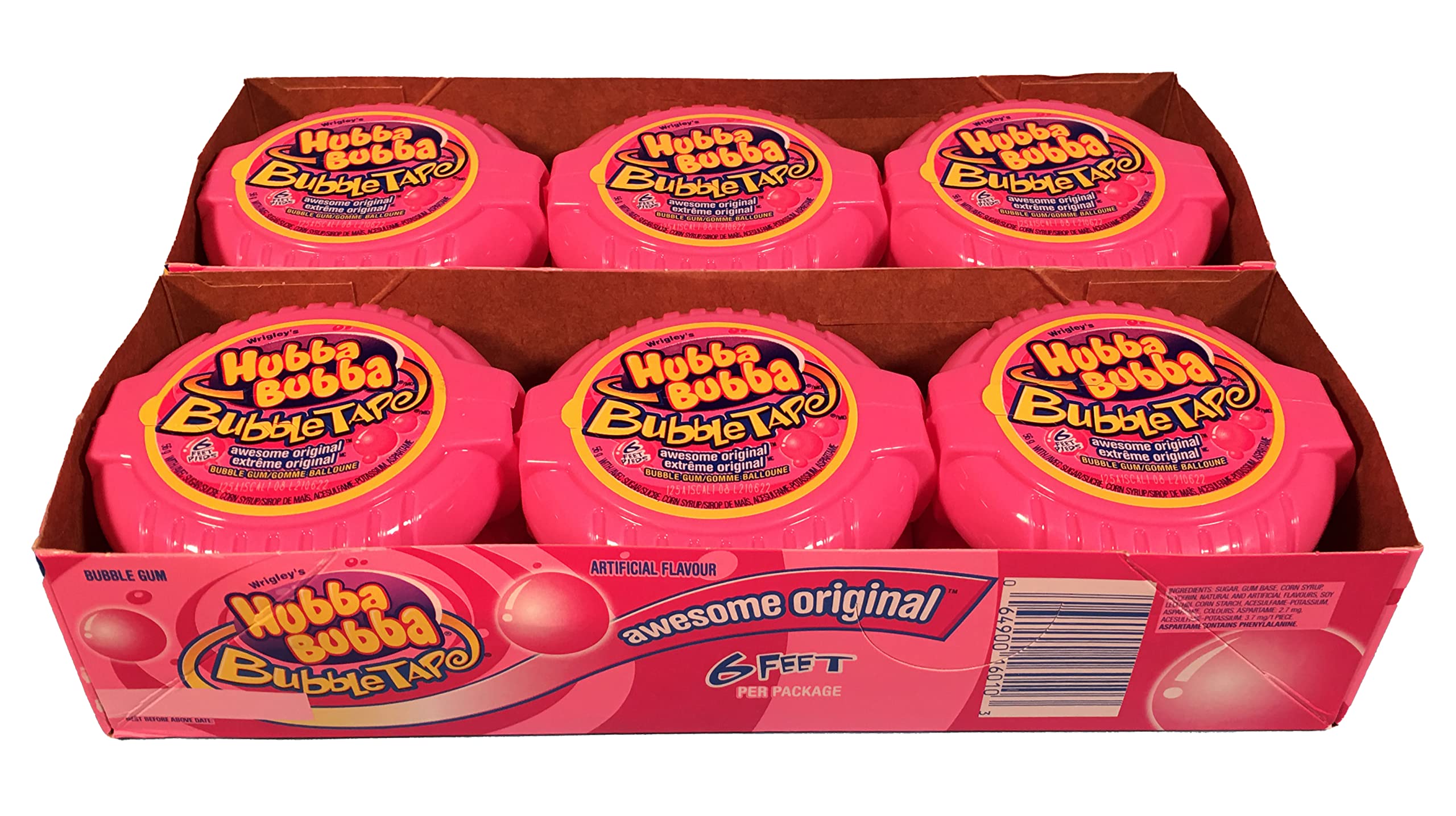 Hubba BubbaBubble Tape, Awesome Original, 6 Feet of Gum,( Canadian), (Pack of 12)