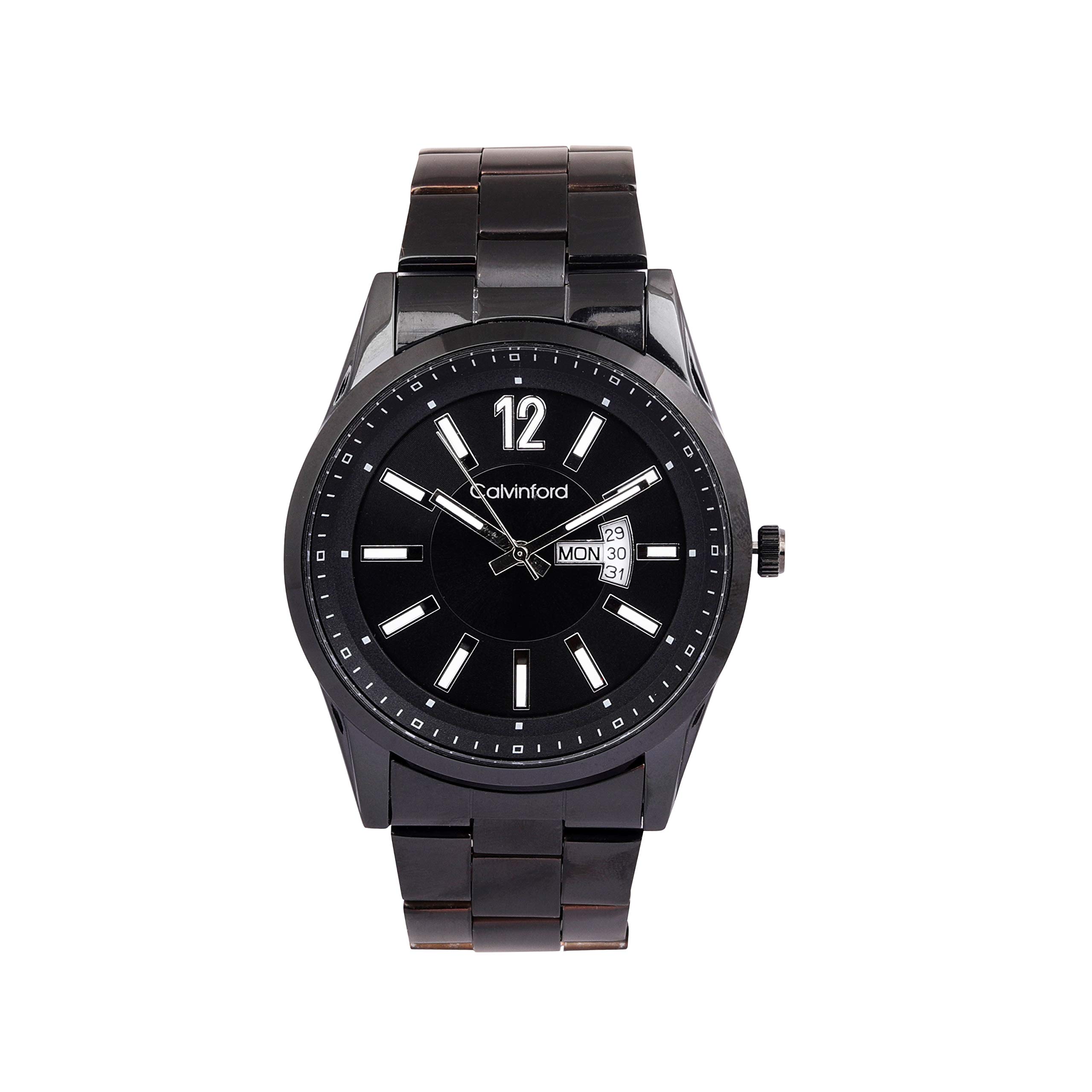 Calvinford Analog Stainless Steel Strap Black Dial Mens Watch(Black,Day and Date) (B07VP1QTQ5) Amazon Price History, Amazon Price Tracker