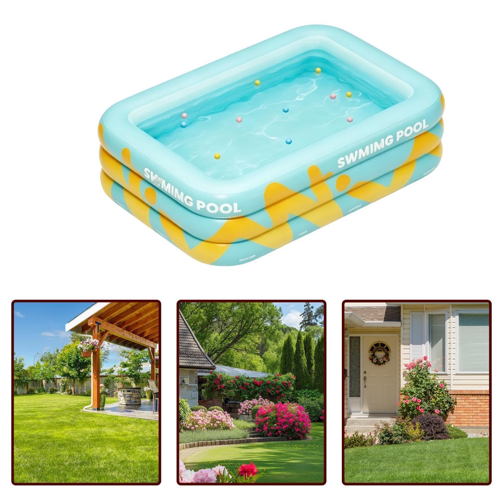 Piscina Hinchable Juguete Engrosado de 210 por 145 por 56 centímetros | Piscina para el verano, en exteriores, en patio, jardín, jardín trasero, césped, parque y en
