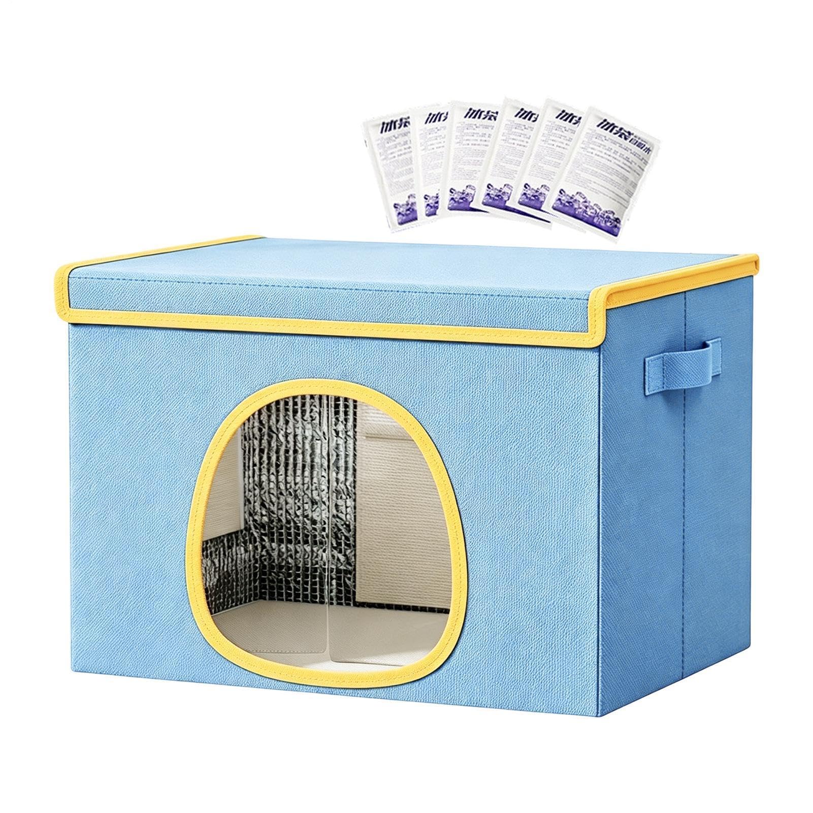 Cooling Outdoor Cat House - Kitten Cave with 6 Ice Packs - Cooling Puppy Cave,for Pet Parents Animal Lovers Apartment Home Office Bedroom Living Room Study Balcony Garden Yard